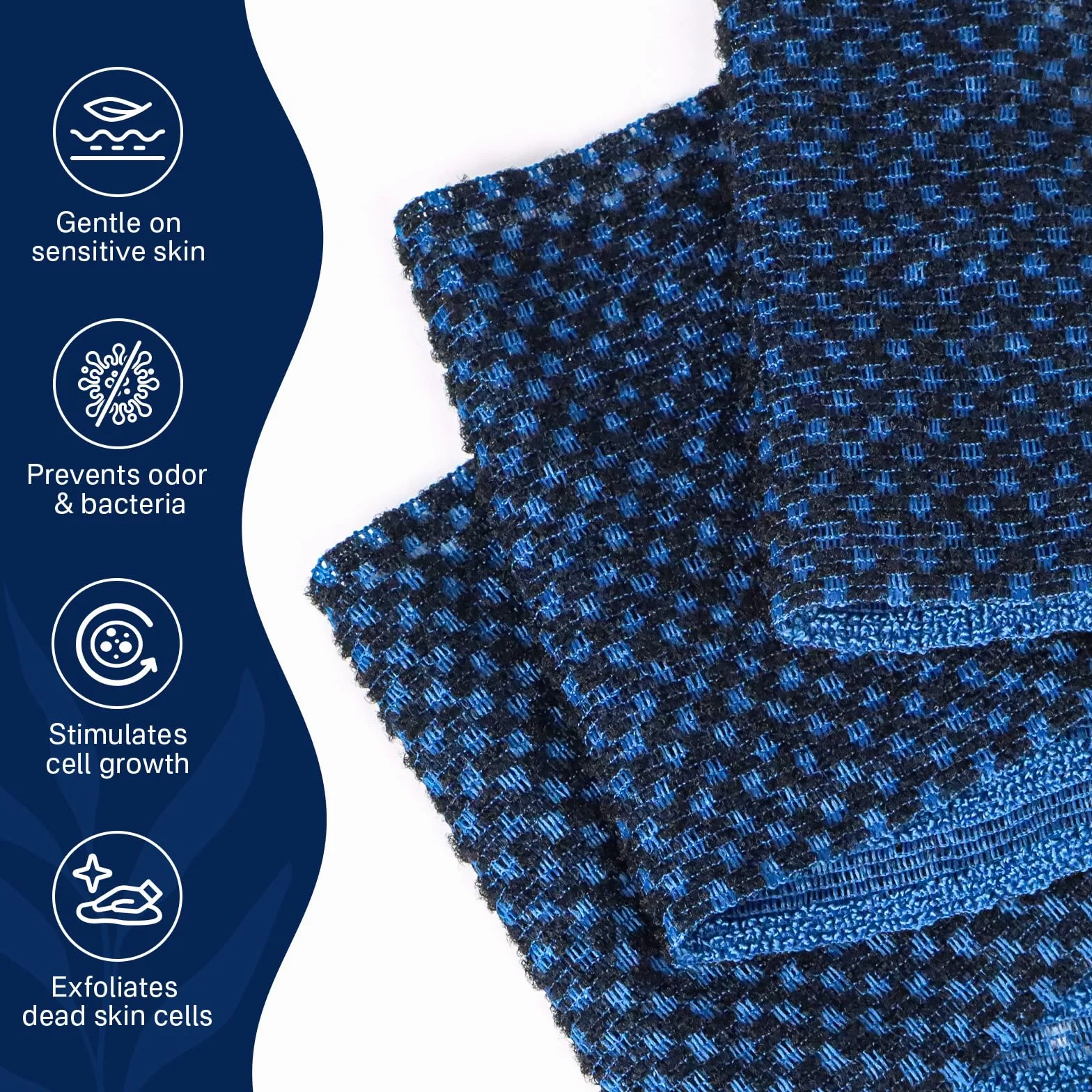 Yiclick Toalla exfoliante de doble tamaño, exfoliante corporal, paño de esponja de lufa, trapo de esponja coreana y japonesa, lavadora de espalda para uso en la ducha y baño (azul)