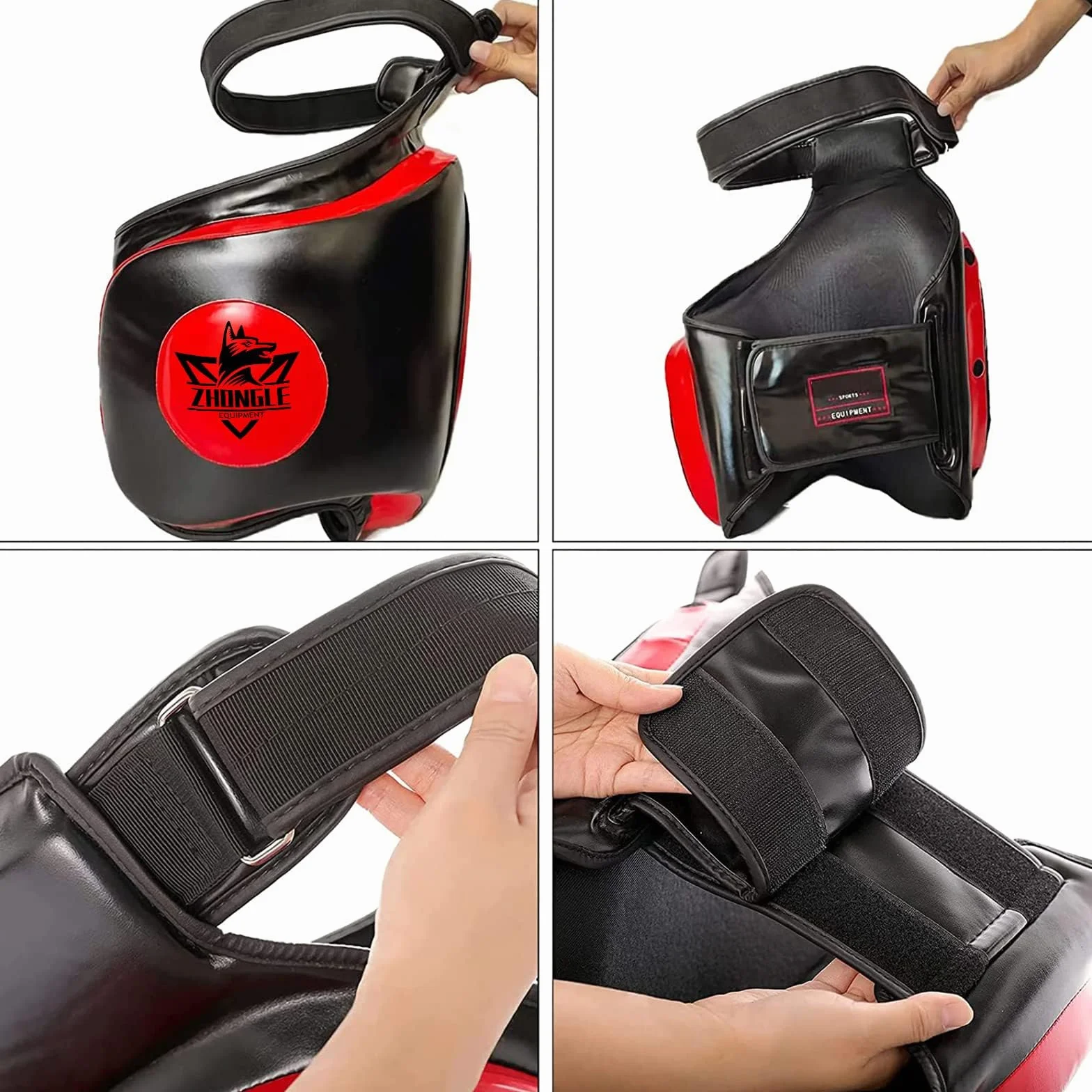 Juego de protectores de ingle y muslos para Muay Thai MMA - Almohadillas de absorción de impactos 10 cm