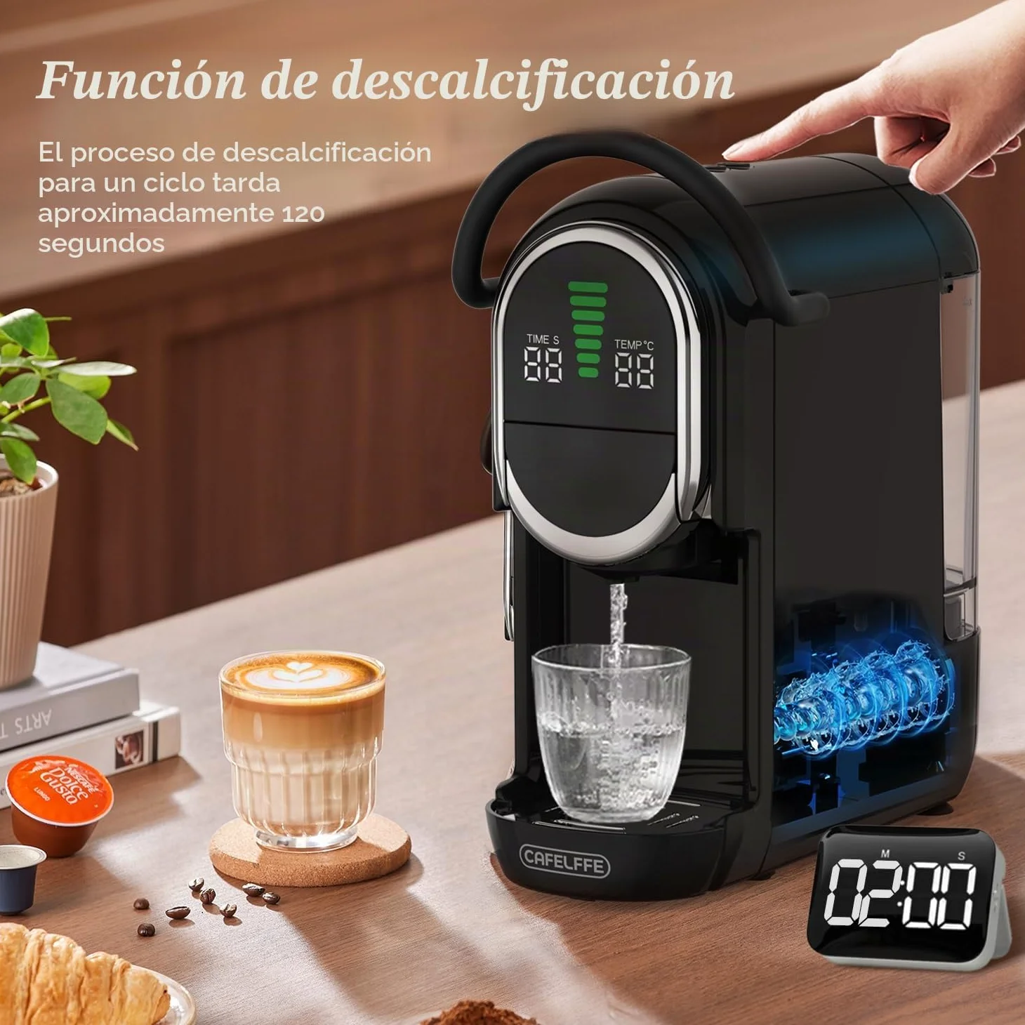 CAFELFFE Máquina de Café Espresso en Cápsulas MK-609S 6 en 1,Infusión Caliente/Fría,Compatible con Nes Original/DG/ESE/K Cup/Té/Café Molido