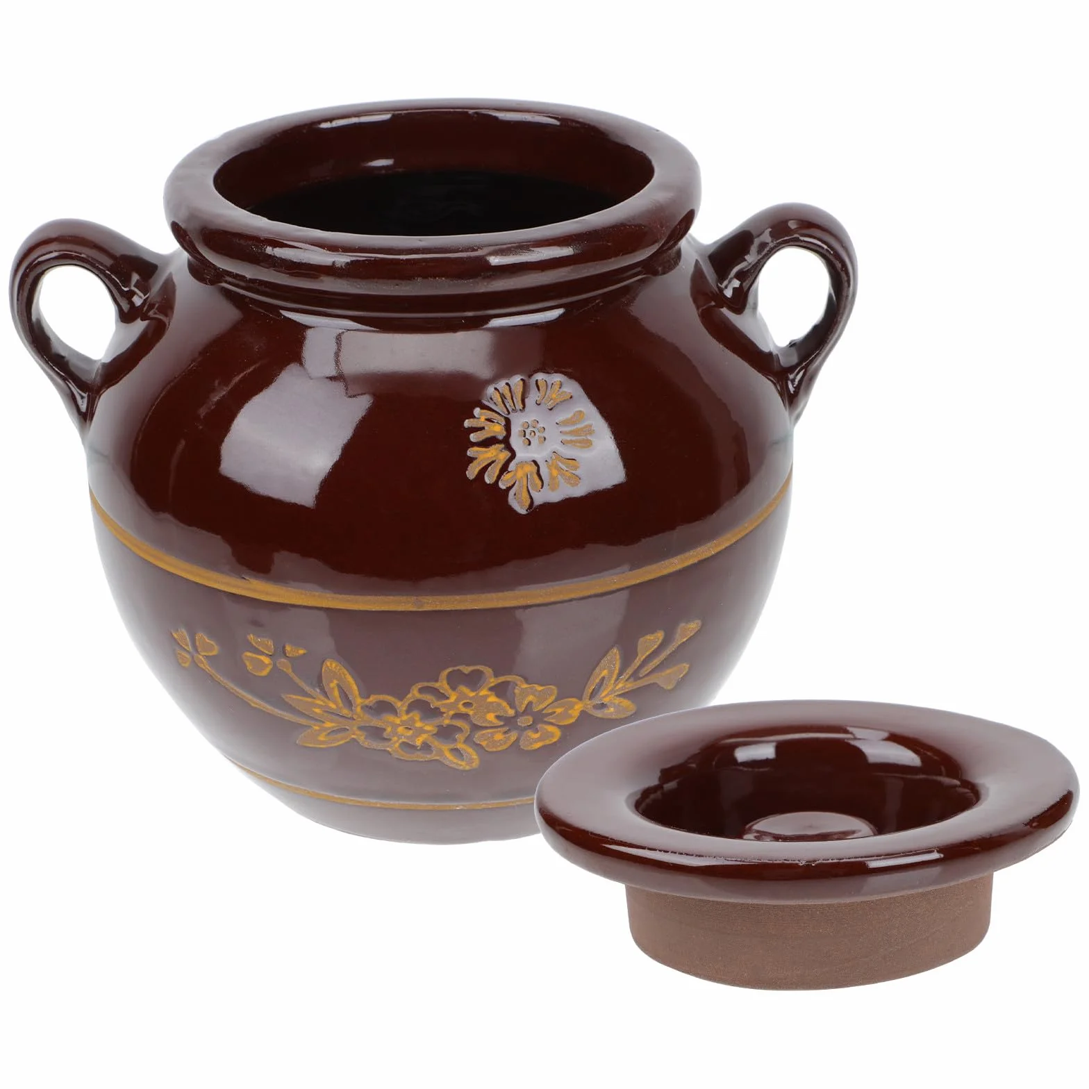 GARVALON Tarro Mantiene los Alimentos Frescos y Secos de Cerámica Marrón para Guardar Pepinillos Diseño de Sellado, Capacidad de 2kg Adecuado para Restaurante o Dormitorio