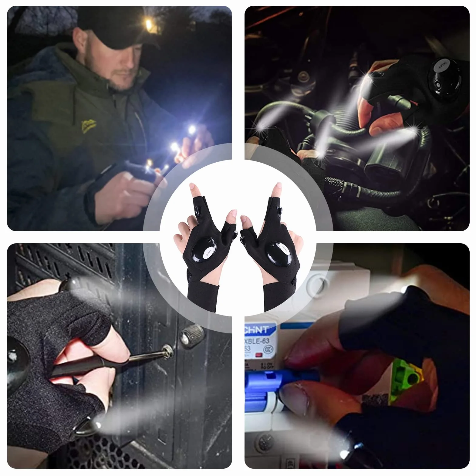 Guantes impermeables con luces para hombre, accesorios de pesca, regalos de Papá Noel