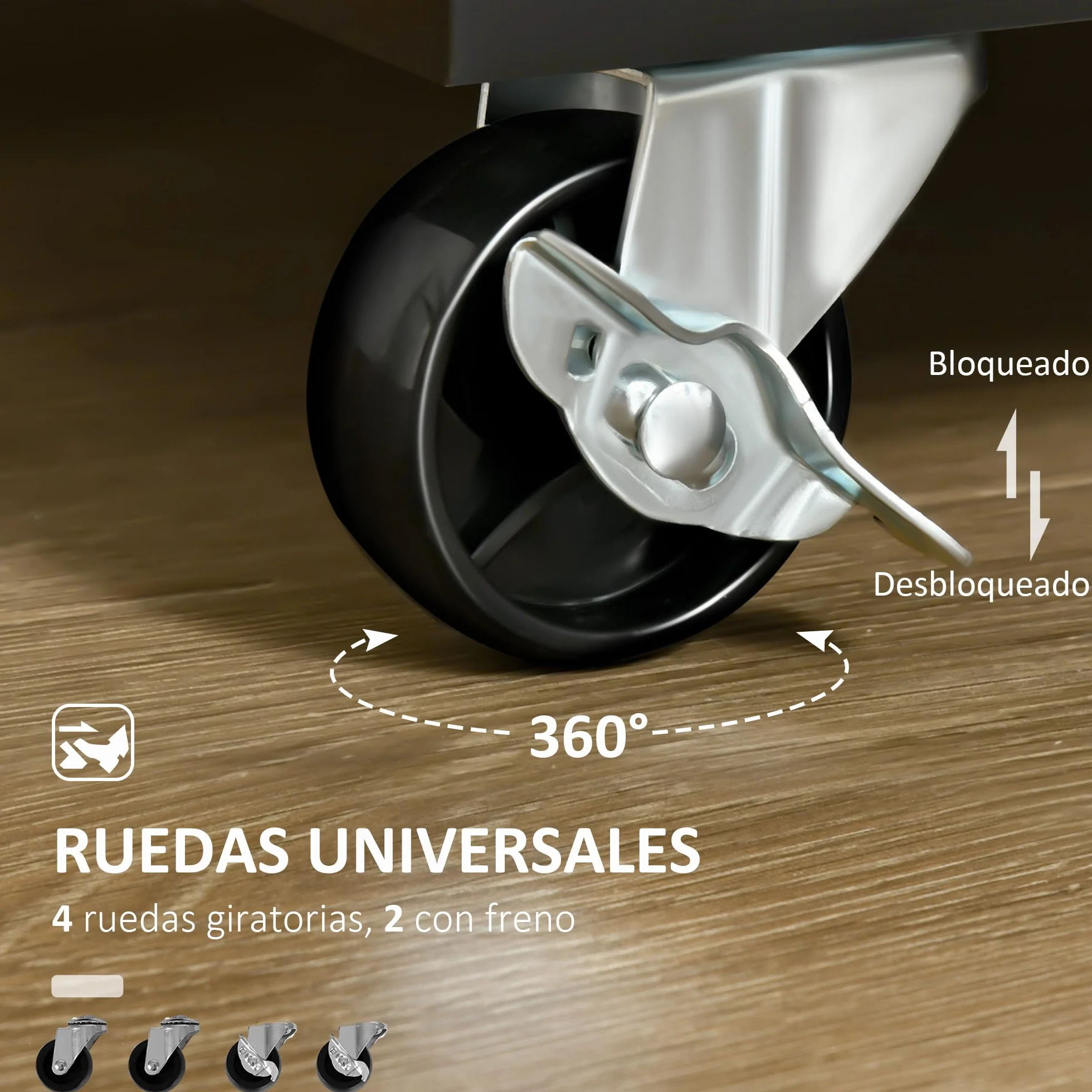 HOMCOM Isla de Cocina con Ruedas Carrito de Cocina Mueble Auxiliar de Cocina con 2 Puertas 2 Cajón Toallero y Estante Ajustable para Comedor Salón 104x46x91 cm Negro