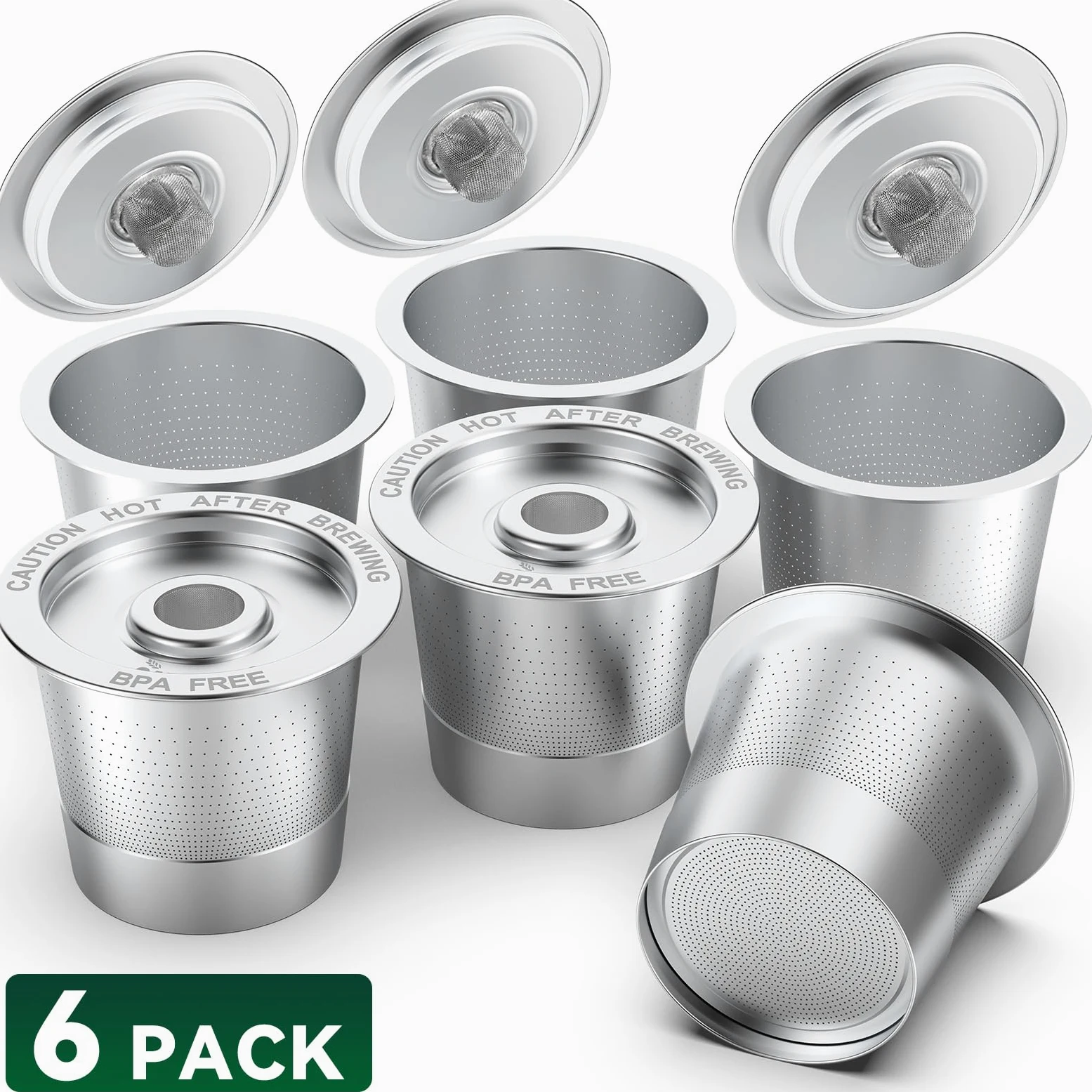 Paquete de 6 cápsulas de café reutilizables K Cups para Keurig 1.0: taza K Cup recargable de acero inoxidable, filtro de café reutilizable para cafetera Keurig 1.0, permanente, ecológico, diseño