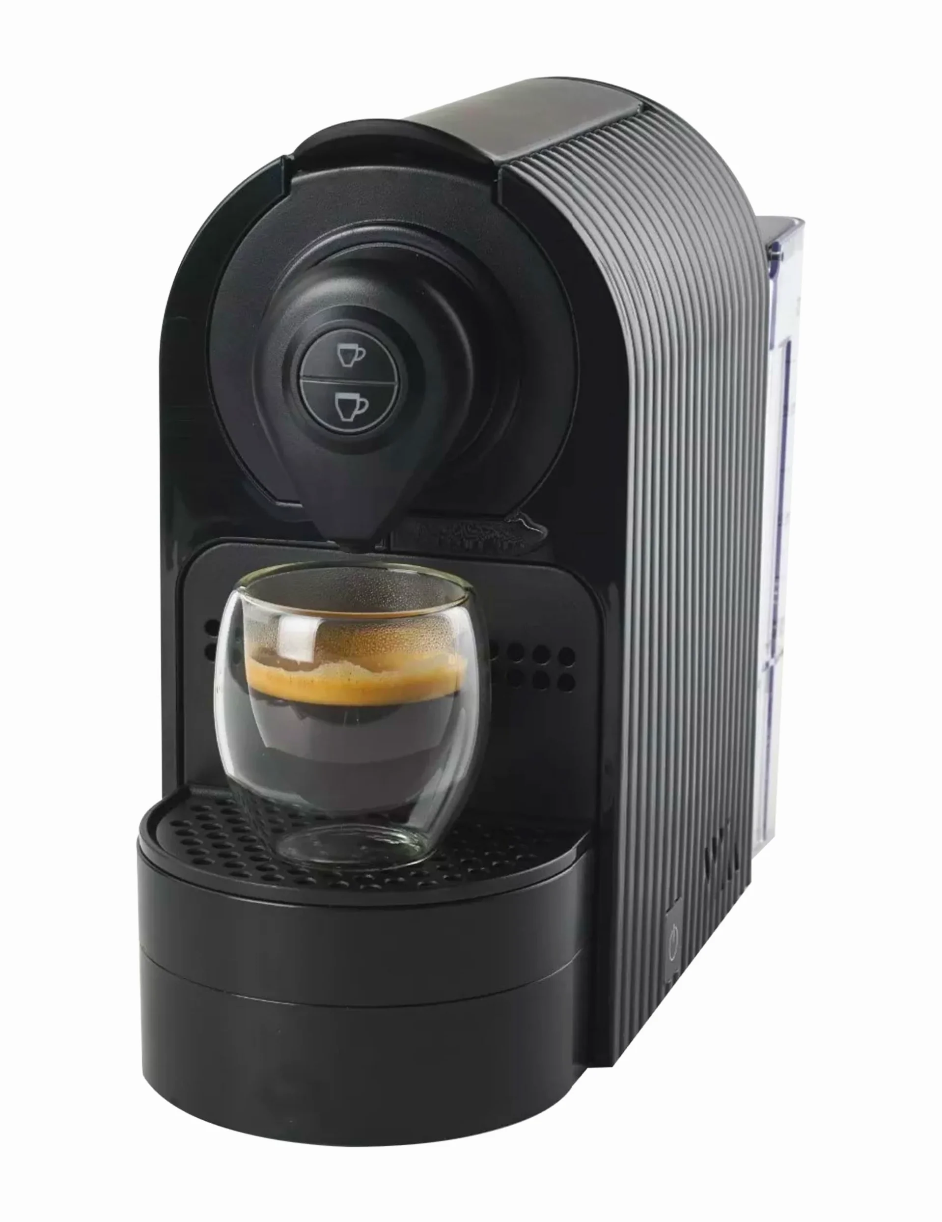 PRESENT-MORE Cafetera negra para cápsulas compatibles con Nespresso, depósito de 0,7 l, potencia 1400 W
