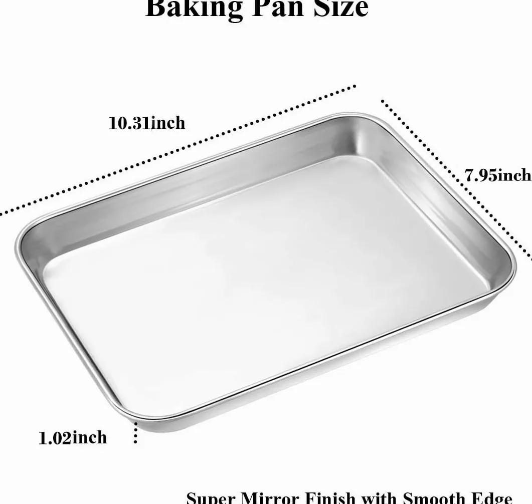 Wildone Juego de bandejas de horno y estantes (2 bandejas + 2 estantes), bandeja de horno de acero inoxidable con rejilla de refrigeración, no tóxica, resistente y fácil de limpiar