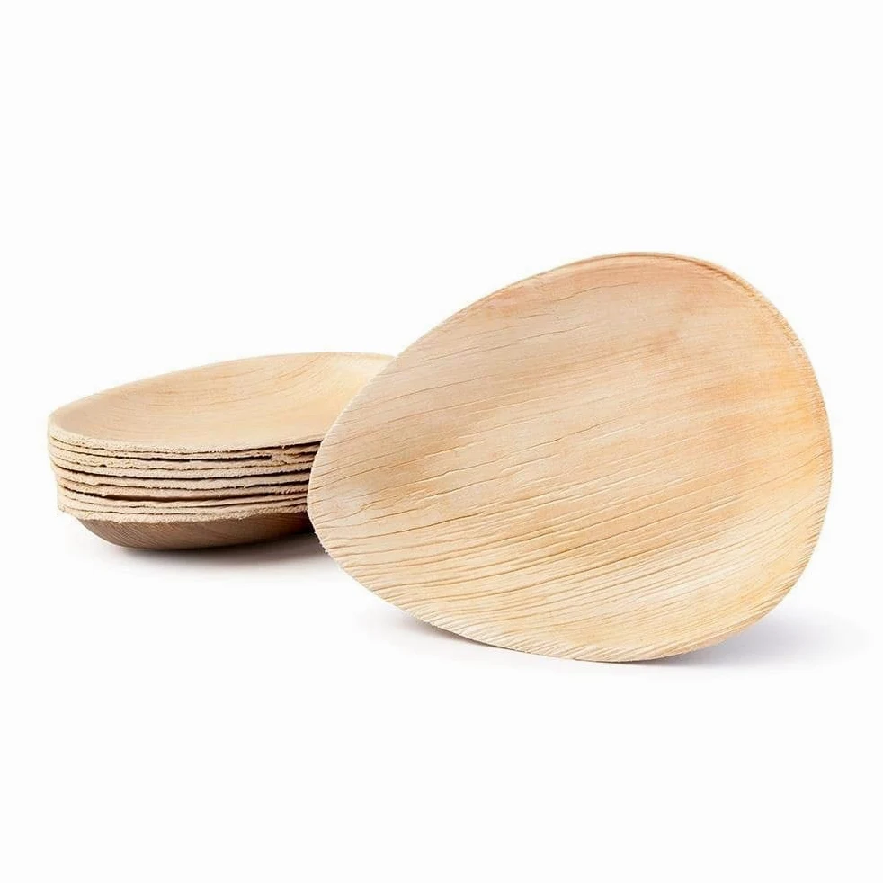 100Piezas Platos Desechables Hoja de Palma 17cm | Vajilla Desechable Biodegradable 100% Compostable | Plato de Bambú para Cumpleaños, Material de Madera de Palmera