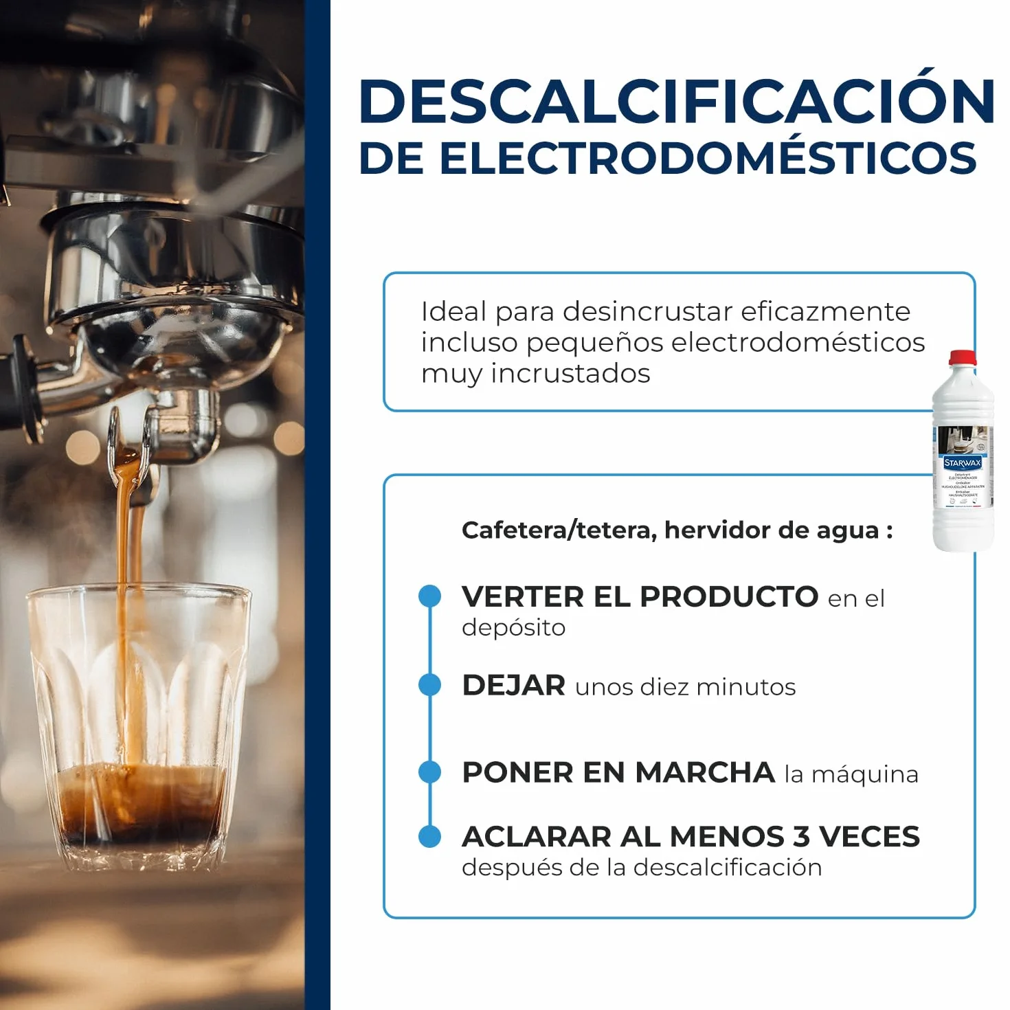 STARWAX - Descalcificador Electrodomésticos - Eficaz incluso en superficies muy incrustadas - Acción rápida - Eficaz en frío - 100% de origen natural - Listo para usar - 1L