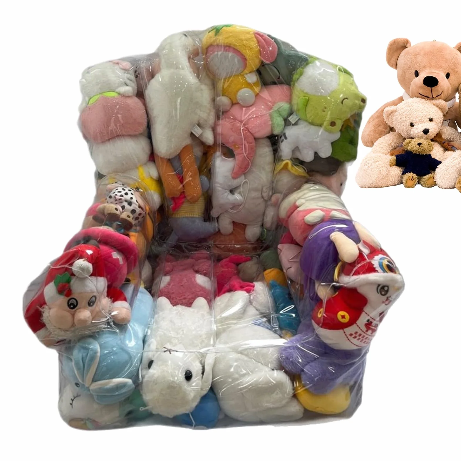 Saco De Almacenamiento Impermeable Transparente | Saco Con Cremallera Para Almacenar Peluches | Para Esquina De Sofá Dormitorio Habitación Suelo Sillón Para Adultos Y Niños