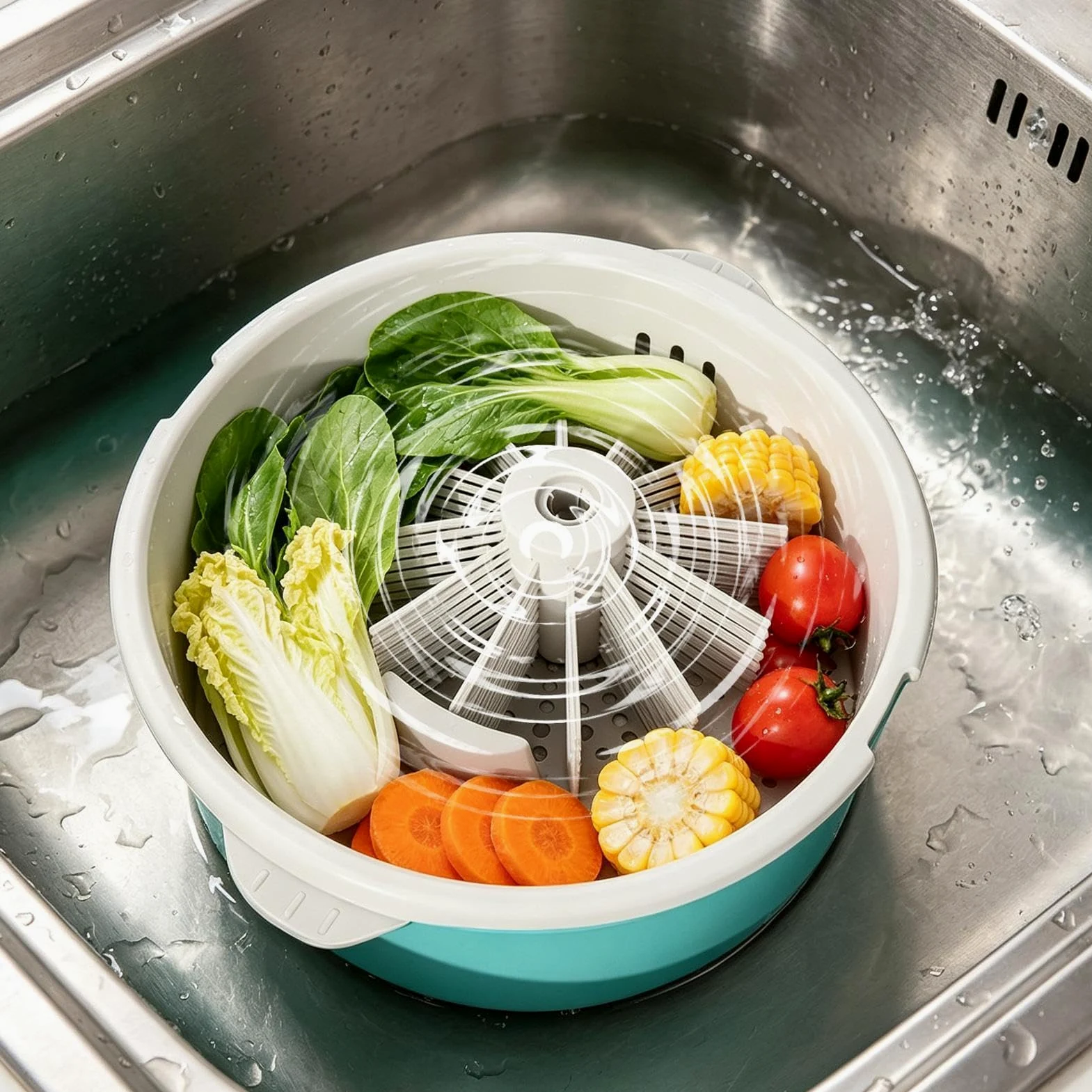 Gran centrifugadora de ensaladas Purificador multiusos, limpieza manual y | Limpiador Alimenticio y Secador de Ensaladas Para Productos, Bayas, Lechuga, Hogar, Cocina Y