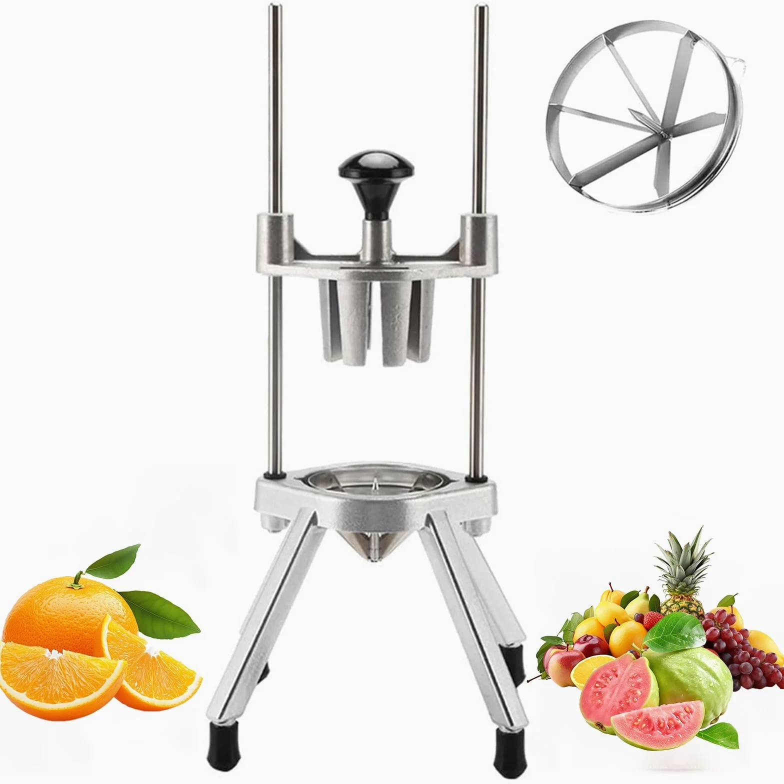 Cortador Comercial De Frutas En Gajos, Rebanadora Manual De Acero Inoxidable Para Limones Y Limas, Divisor Resistente De Manzanas Y Verduras De 4/6/8/12 Secciones, Cortadora Profesional De Al 4-Wedge