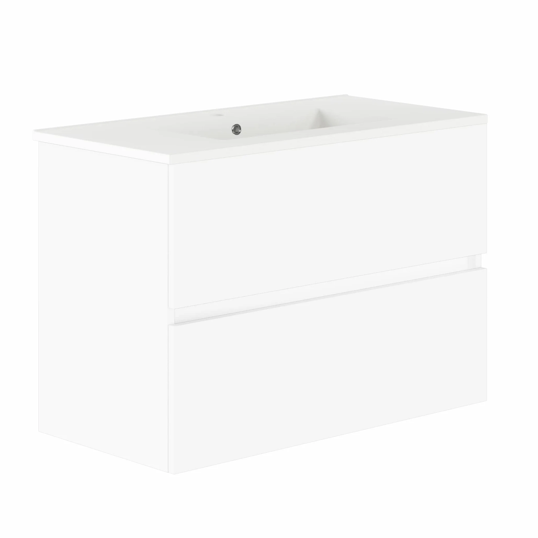 Baikal, Conjunto de baño Natura. Mueble de Baño de Fondo Reducido, con Lavabo cerámico. Distribución Dos Cajones. Mueble MONTADO. Dos Cajones sin Espejo. Fondo 39cm 80 cm Blanco