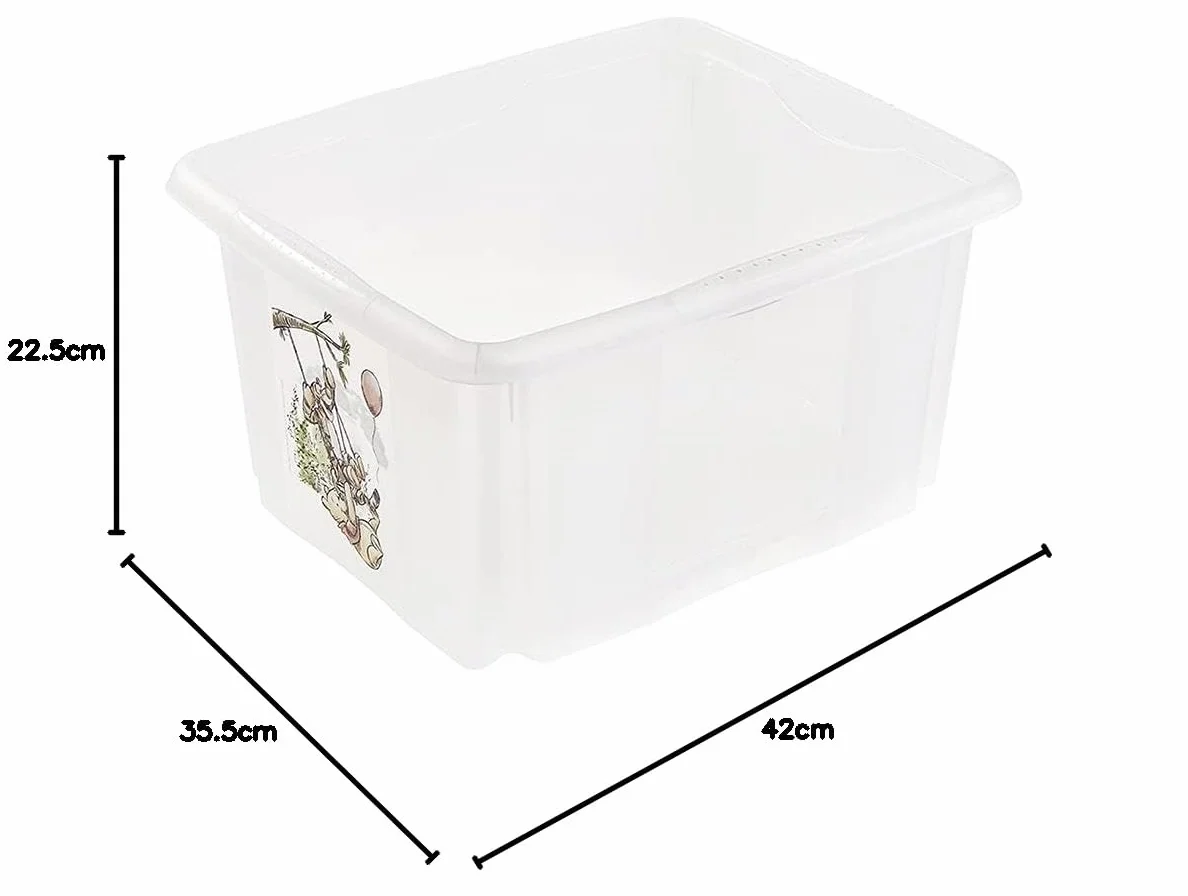 Keeeper Caja de almacenamiento Winnie 24 l Giratoria apilable Natural transparente