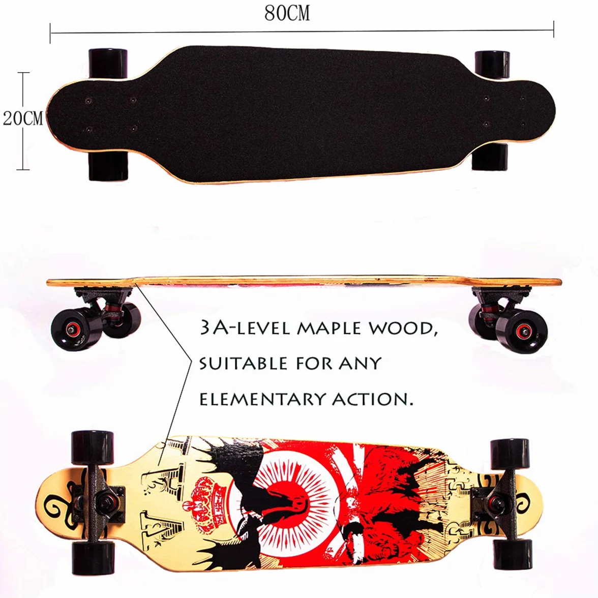 Skateboard Longboard Completo con Ruedas Luminosas para Adultos Niños Teens (Totem)