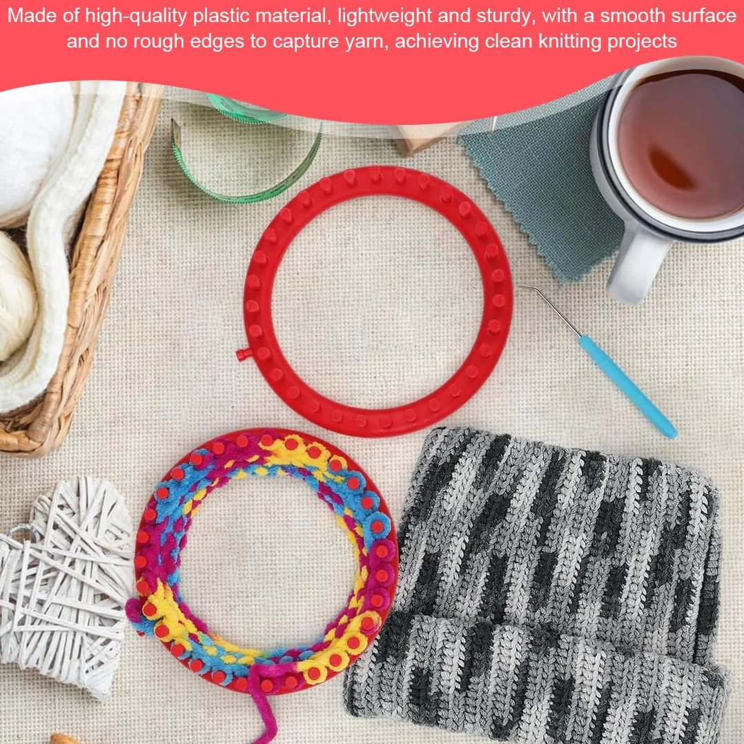 1 Telar Redondo y Circular, Loom Knitting Loom Set, Kit de Tejido con Instrucciones para Principiantes, con Aguja de Punto y Ganchillo, Telar (Ø 24cm)