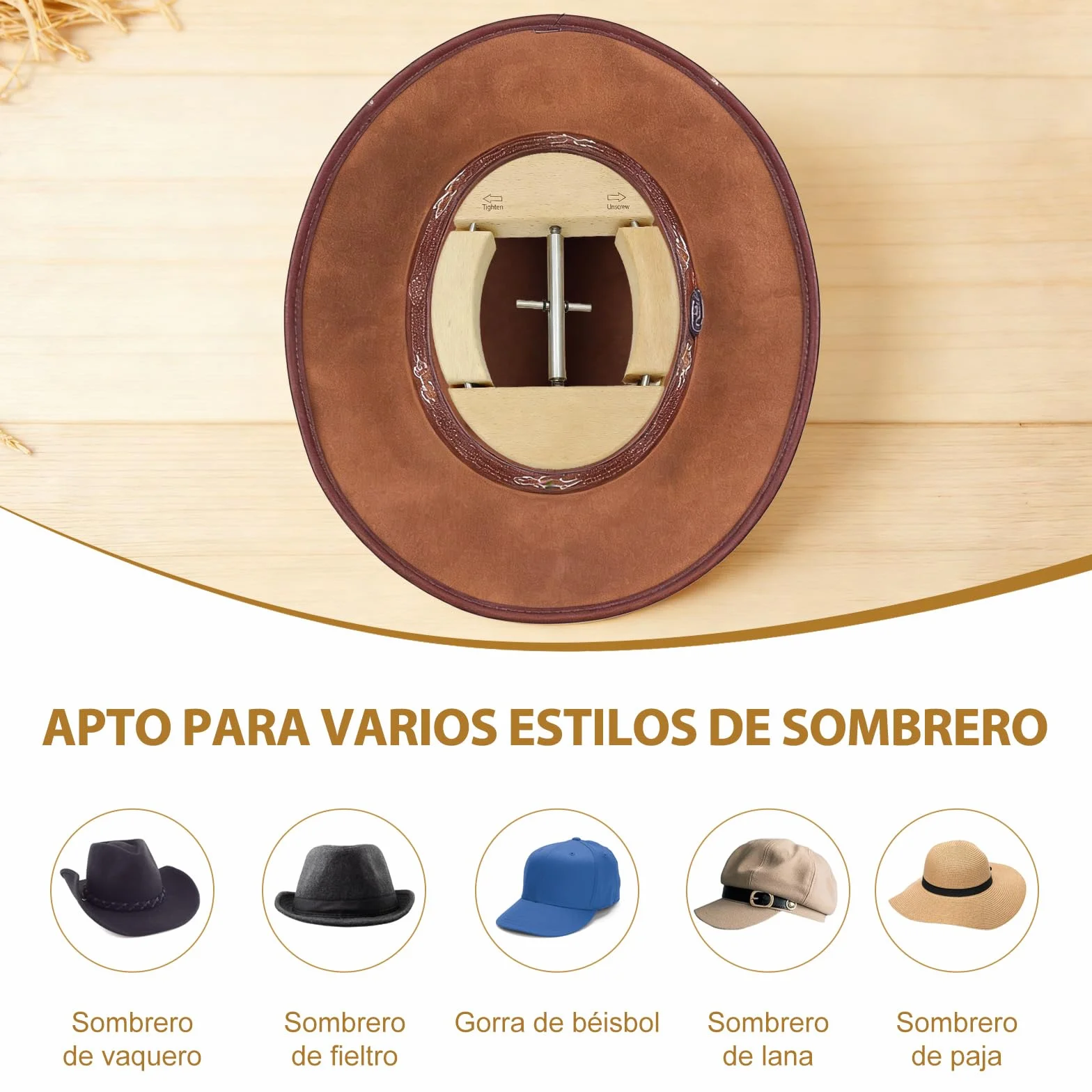 Extensor de sombreros de madera de haya cuatro vías