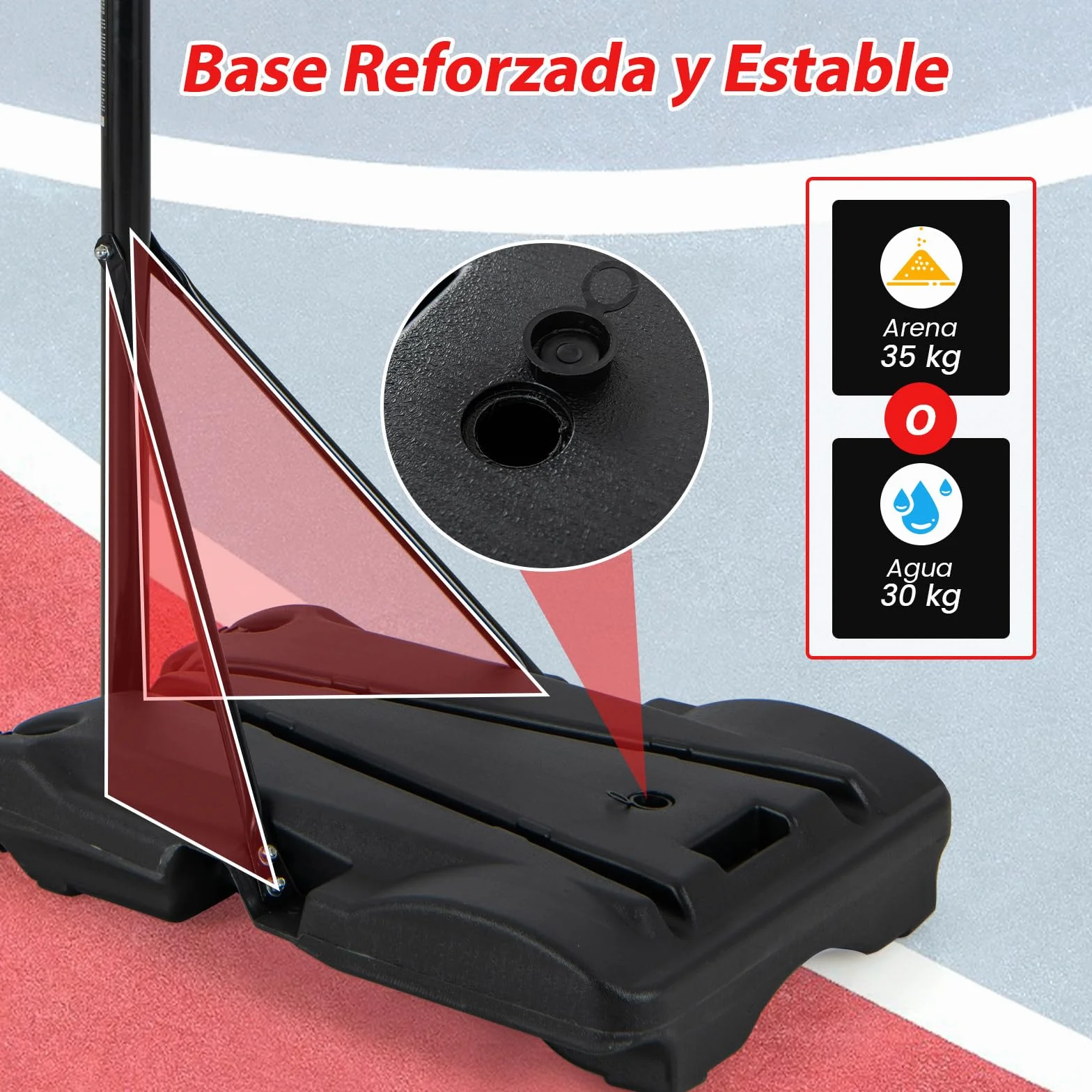 COSTWAY Canasta Baloncesto Exterior Altura Ajustable 2.6-3.5 m Móvil con Ruedas Aro Baloncesto Niños Adultos