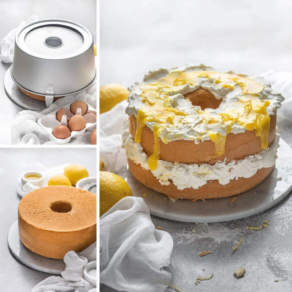 DECORA, 0062650 Molde Profesional Ø 25 x 11 cm para la Creación de Angel Food o una Chiffon Cake, de Aluminio Anodizado, Sin Puntos de Soldadura, Diseño Profesional