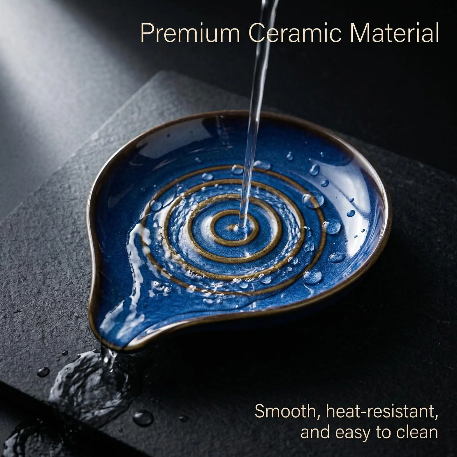 2 Piezas Reposa Cucharas Cocina Cerámica Apoya Cucharas Cocina con Patrón en Espiral Natural Azul Soporte de Cuchara de Cerámica Reposacucharas para Cucharas Espátulas Apto para Lavavajillas
