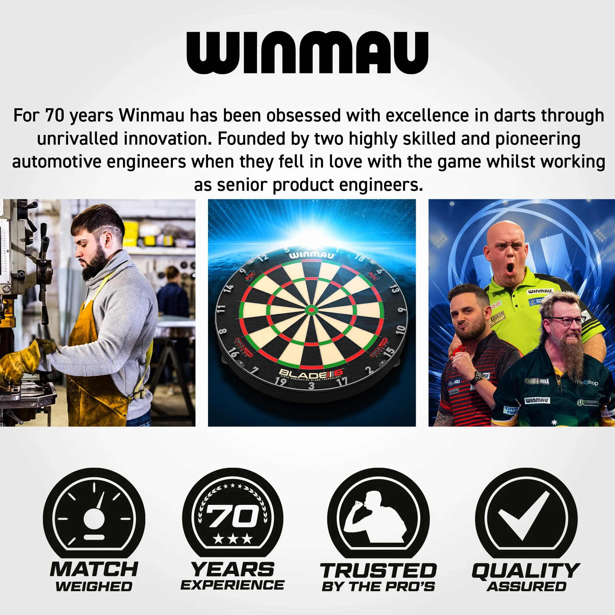 WINMAU Diana Blade 360 Triple Core Carbon Dartboard Rotación Completa Gráficos Simétricos PDC Profesional