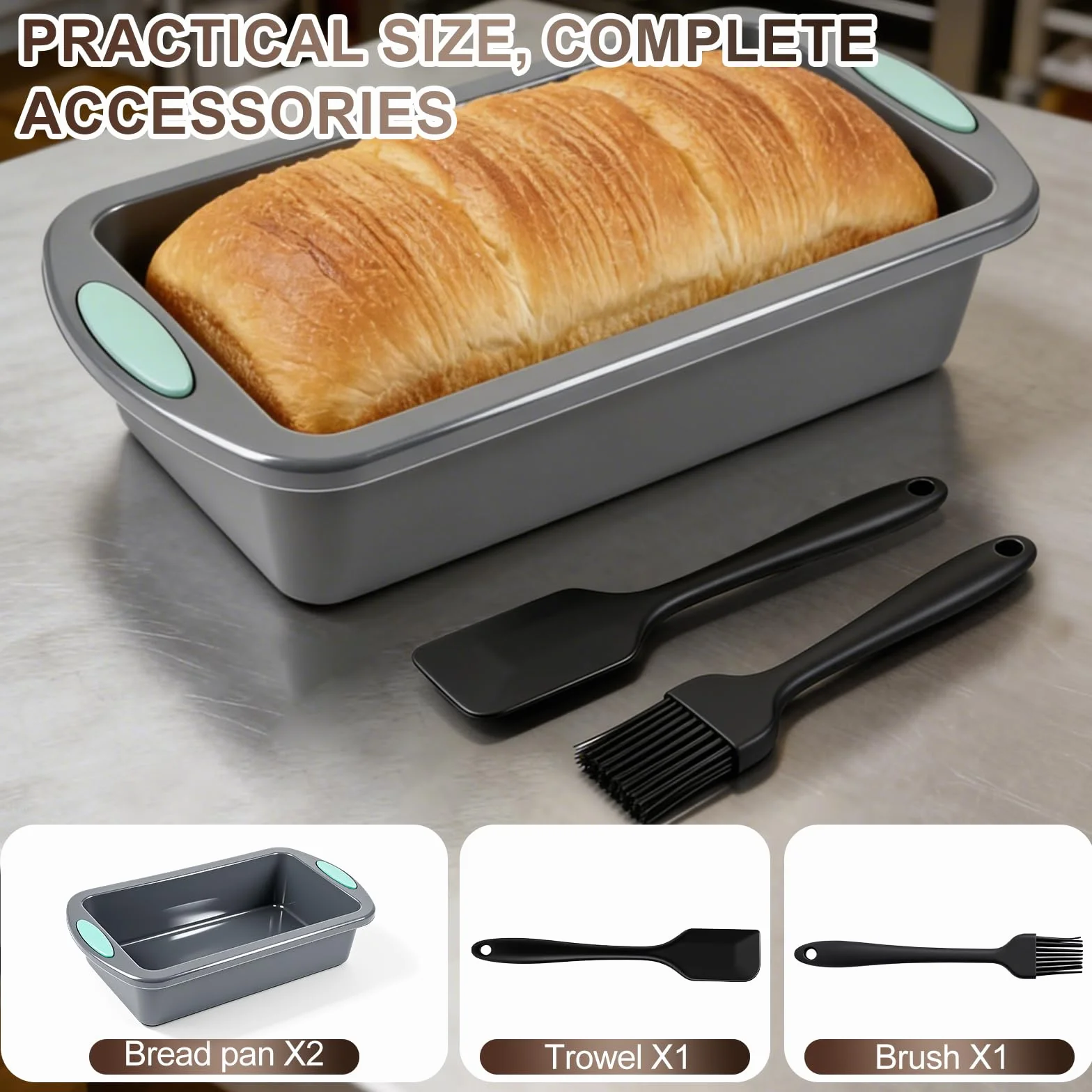 2 Piezas Molde Silicona Bizcocho, Moldes de Silicona para Hornear Pan, Moldes Silicona Reposteria Rectangular Antiadherente, Molde Bizcocho Horno Libre de BPA para Freidora de Aire 28 x 15 x 6.5 cm