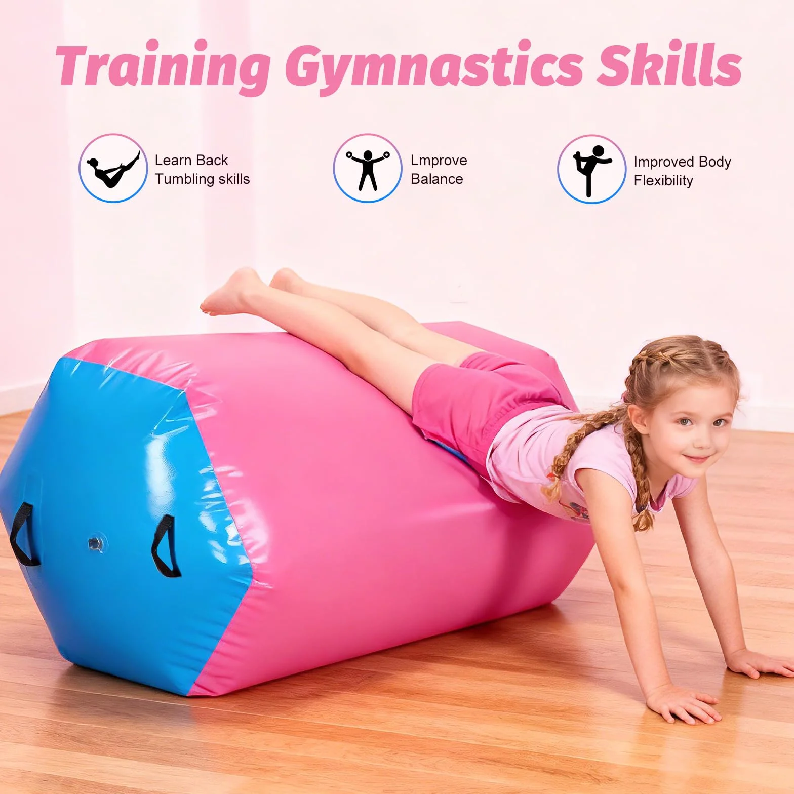 Air Roll Inflable Rodillo de Aire para Gimnasia con Bomba