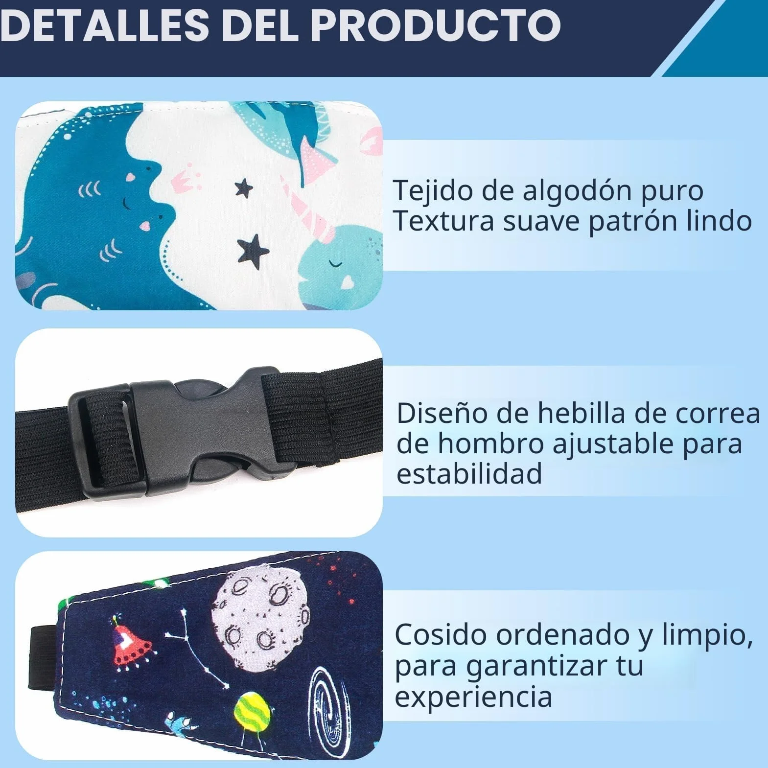 Soporte Seguridad Cabeza Bebe Coche, Cinta Ajustable Viaje Auto, Soporte Cabeza Niño Viajar Dormir