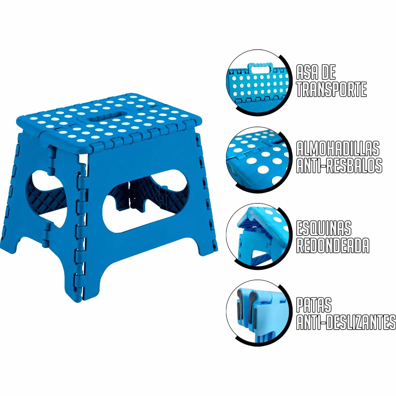 Acan Tradineur - Taburete de PVC Infantil Plegable, banqueta, Asiento Multiusos de plástico Resistente, niños, Escuela, guardería, hogar, 18 x 21 x 17 cm, Color Aleatorio