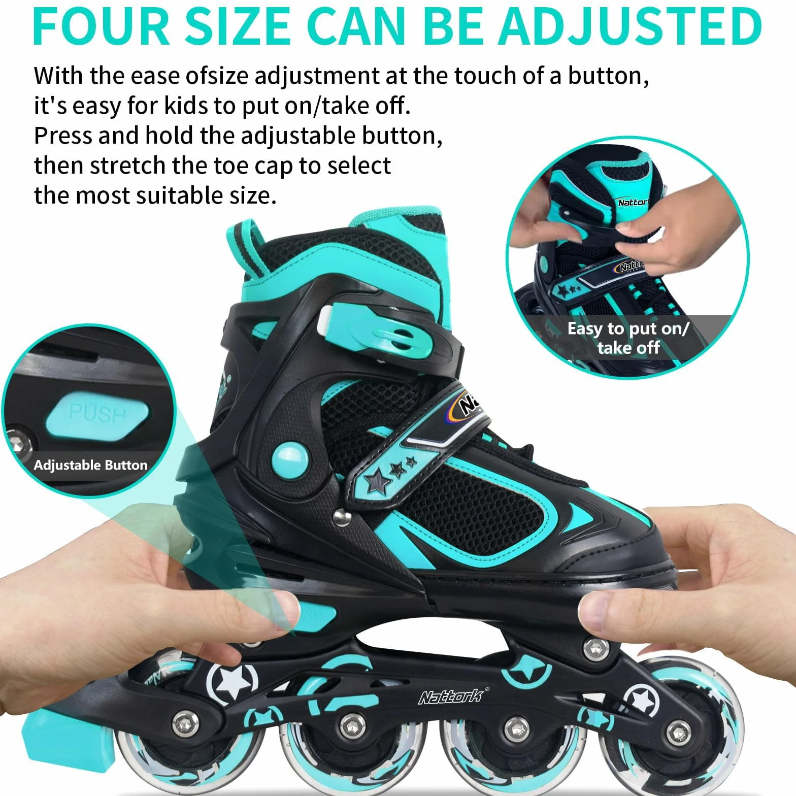 Patines en línea para Niños - 4 Tamaño Ajustables Patines para Niños Niñas Inline Patines de Rodillos para Principiantes
