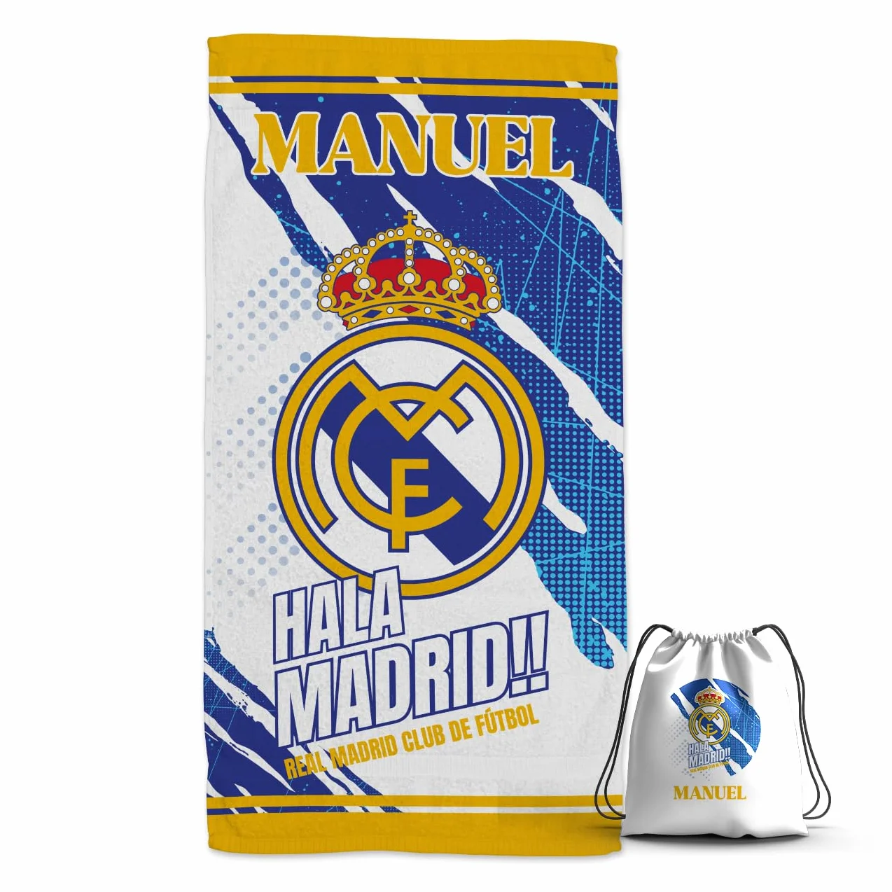 ZPBULI+ Toalla Playa Personalizada con Nombres, con O SIN Escudo - Toalla de fútbol - Toalla Personalizada para Baño, Playa y Piscina