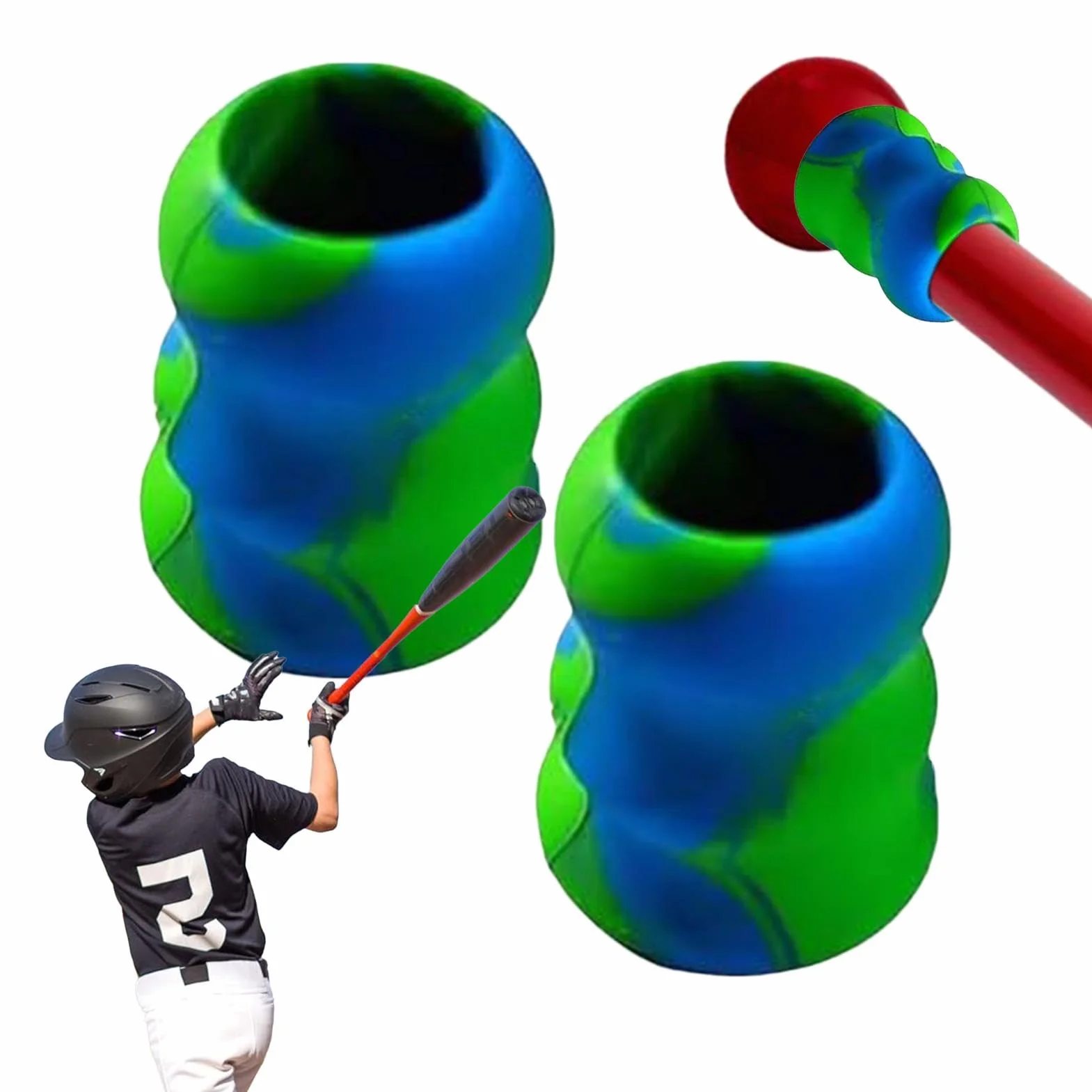 Béisbol Grip Wrap 2PC Bat Grips Bat Wrap Batting Grip Reemplazo Mango Protectora Silicona