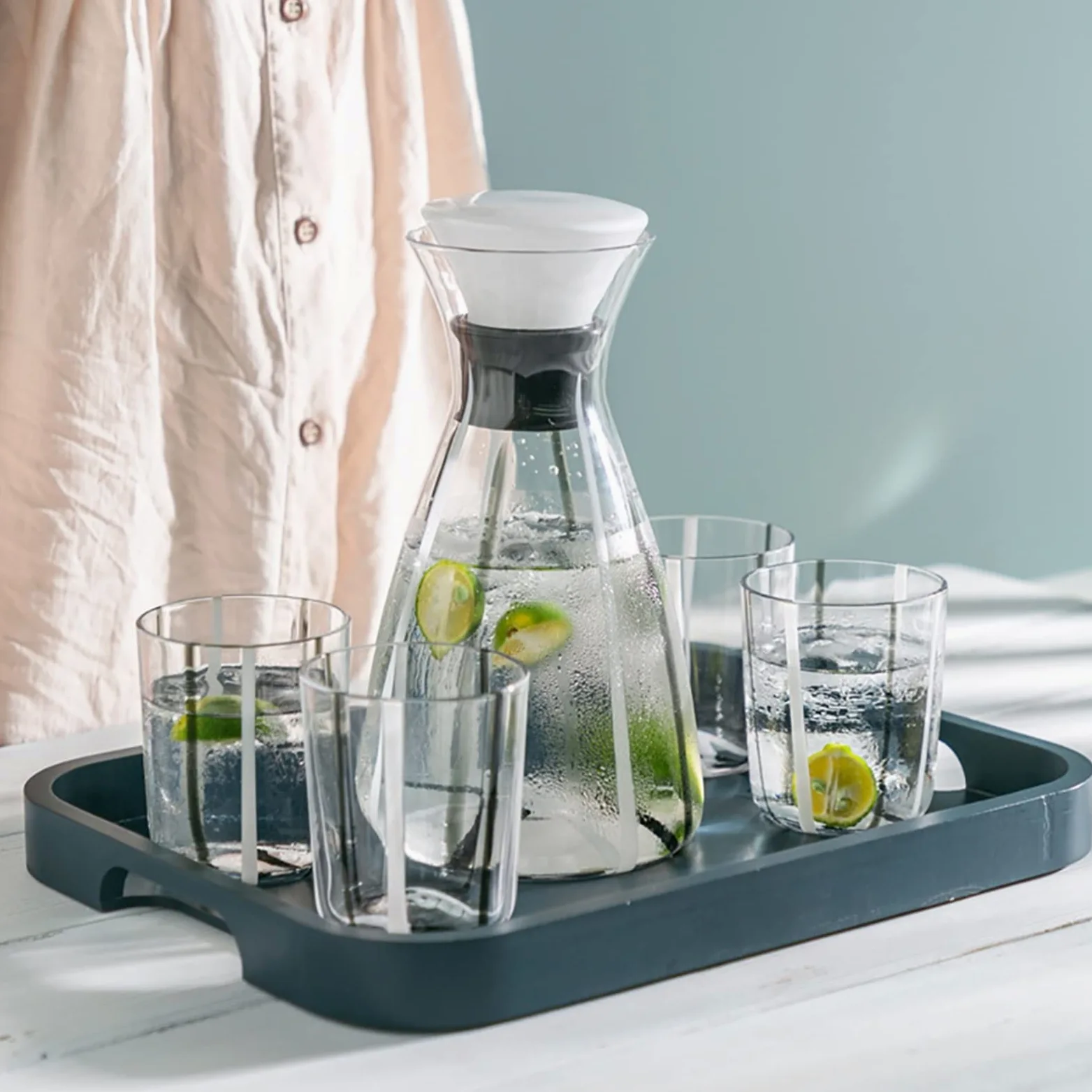 Jarras Agua Hervidor de vidrio frío con 4 tazas de agua fría clara jarra de jarra de jarra de jarra de jarra de bebidas for bebidas conjuntos de botella de agua con tapa Jarra de Té Helado(Color:Green