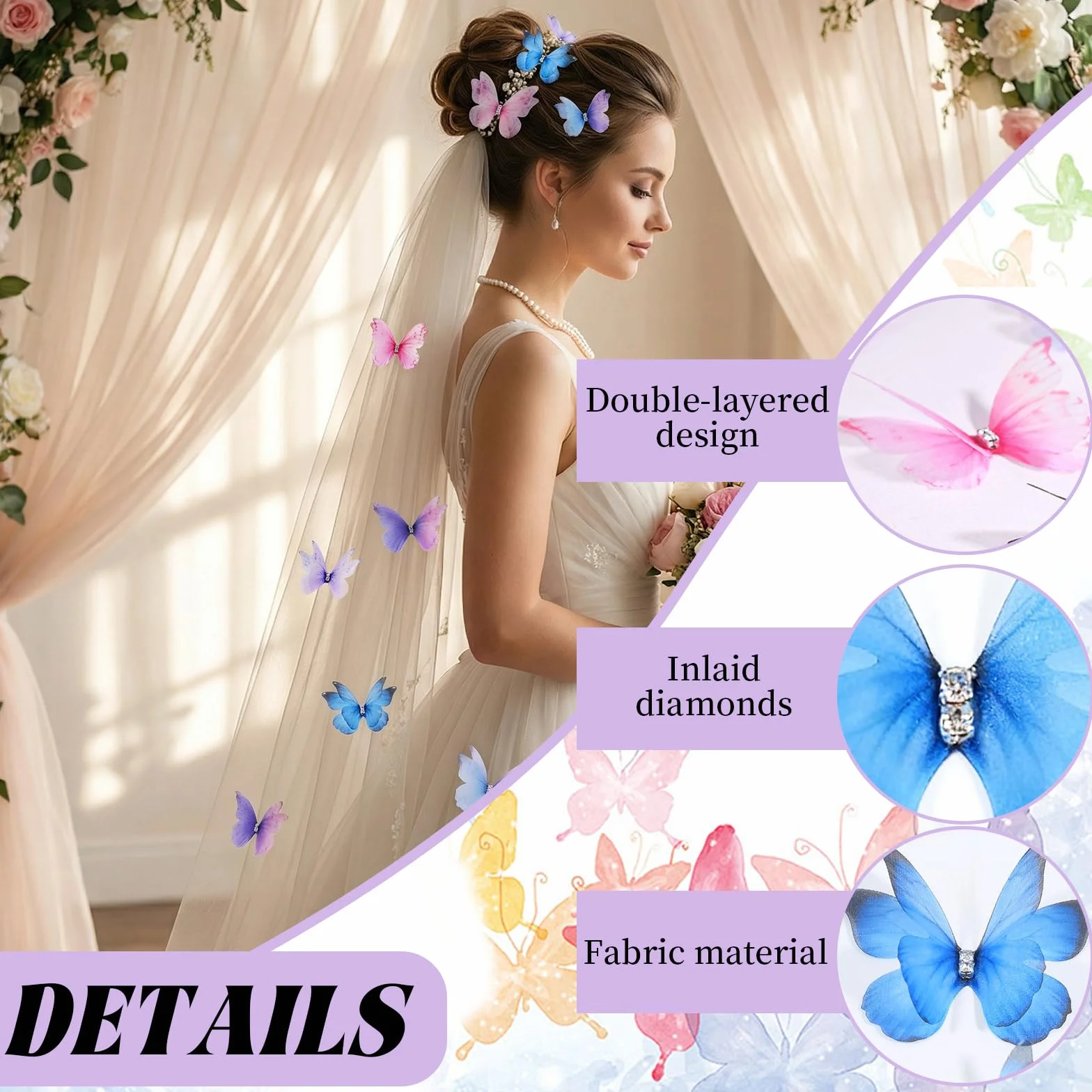 70 Piezas Mariposas Decorativas Pegatinas Pared Decorativas, Mariposas Translúcidas Adornos Cumpleaños, Gasa y Tela de Organza, Accesorios de Bricolaje para Bodas Equipaje Ventana (Style a)