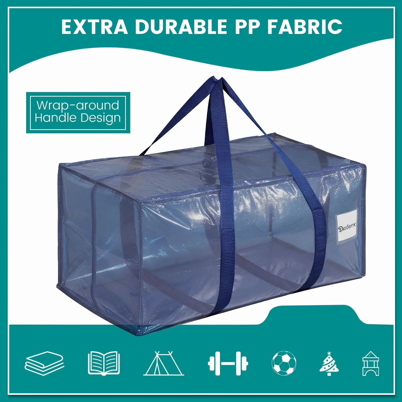 Dntorx 6 bolsas de almacenamiento de 90 l, resistentes bolsas de mudanza, cajas de mudanza, grandes con asa con cremallera, caja de almacenamiento plegable para mudanzas, camping, ropa de cama