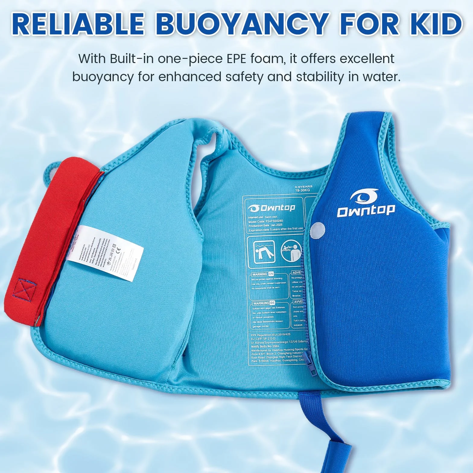 Chaleco de Natación para Niños Owntop con Correa para la Entrepierna