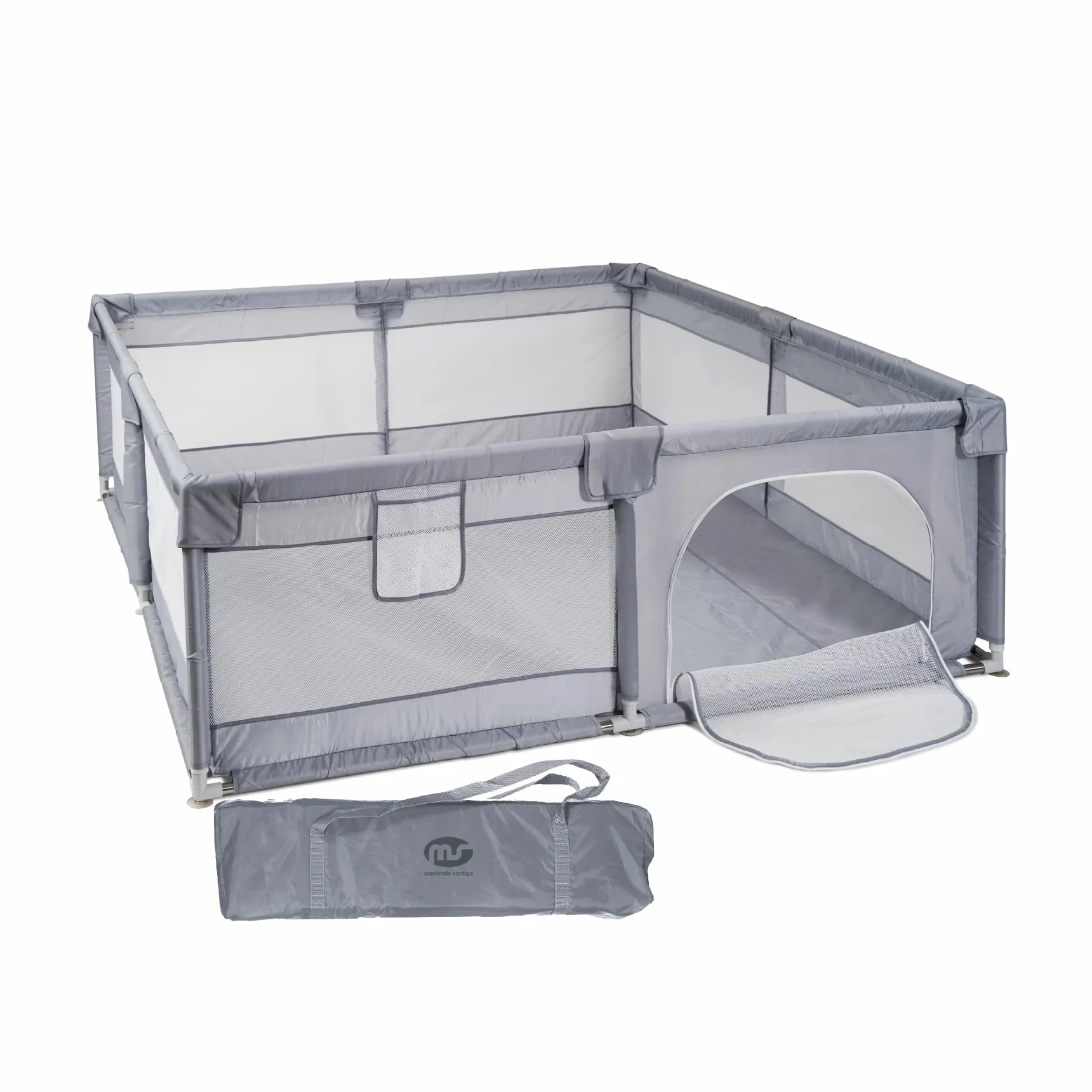 Parque Infantil XXL NYLON 3MEDIDAS - Corralito para bebé plegable - Parque de juegos para bebe Seguro, Con gateras y ventana red - Con ventosas - Fácil Montaje