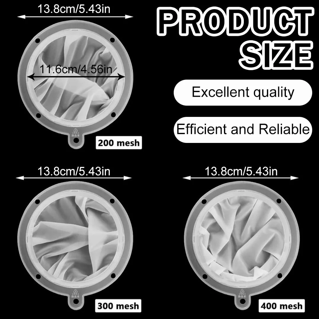 3 Piezas Colador Ultrafino de Malla de Nailon, Colador de Cocina Multiuso de Tela, Colado Kefir, Utensilio para Colar Café, Filtro Eficiente para Aceite y Jugos, Mango de Plástico