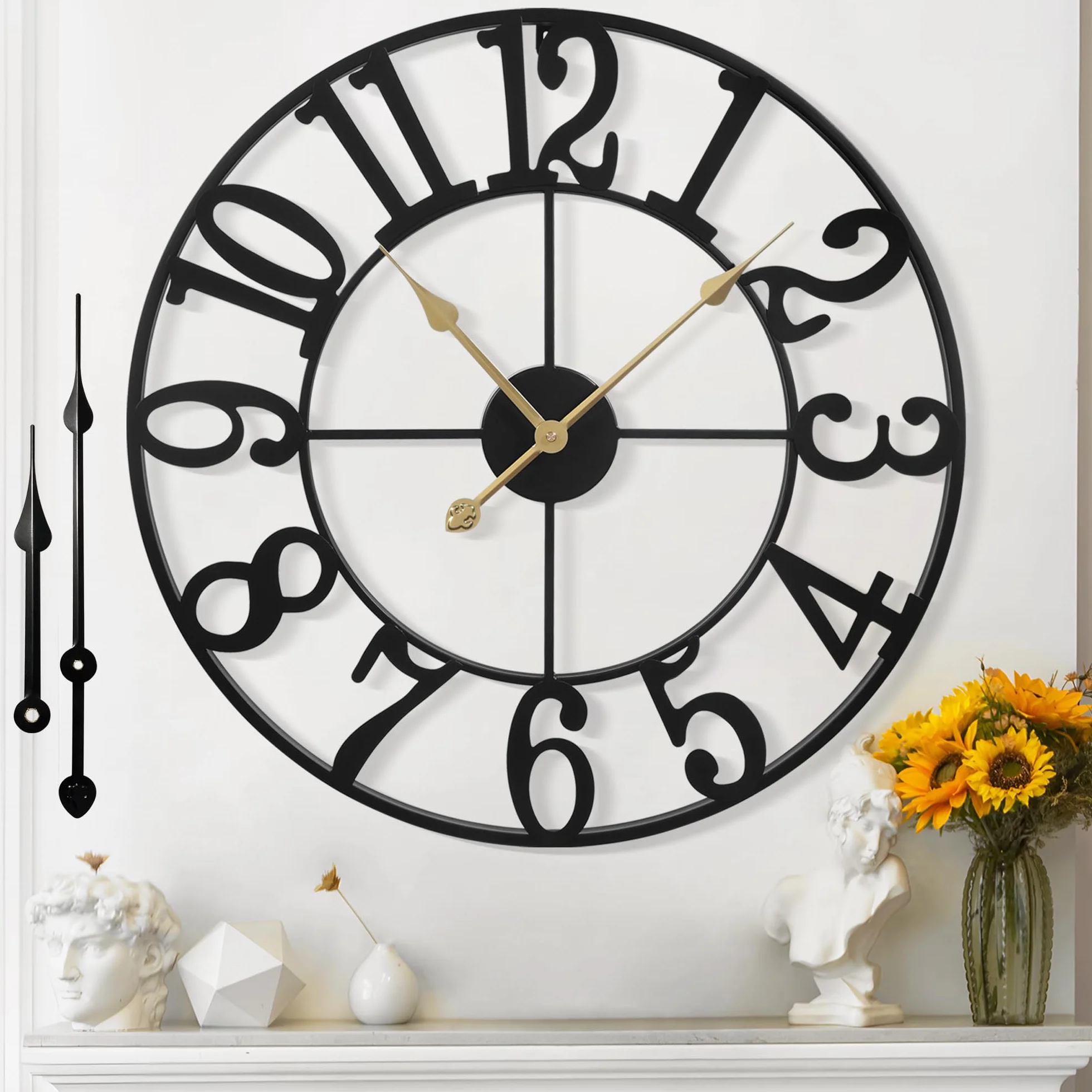 Reloj De Pared De Diseño Moderno Y Vintage, Silencioso Sin Tic-TAC, Reloj De Pared Grande Salón, Disponible En 40 cm, 47 cm, 60 cm, 80 cm, 100 cm, Ideal para Ideal para Salon Cocina Oficina