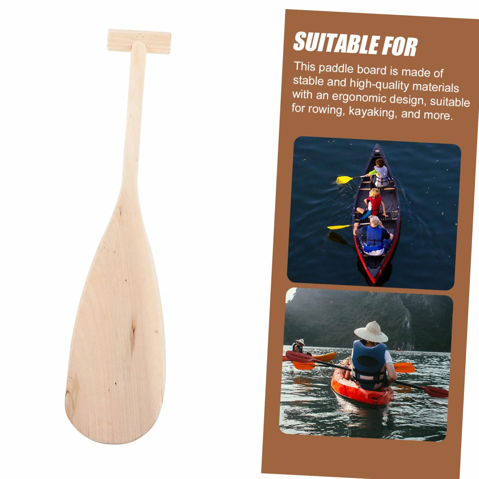 YARNOW Pulpa de Madera remos Madera remos Kayak Paddle de Madera canoas Confort Remo Ligero Abeto Hecho Paleta pequeña Remo de Canoa de Madera Bote de remos de Madera Remo de Khaki