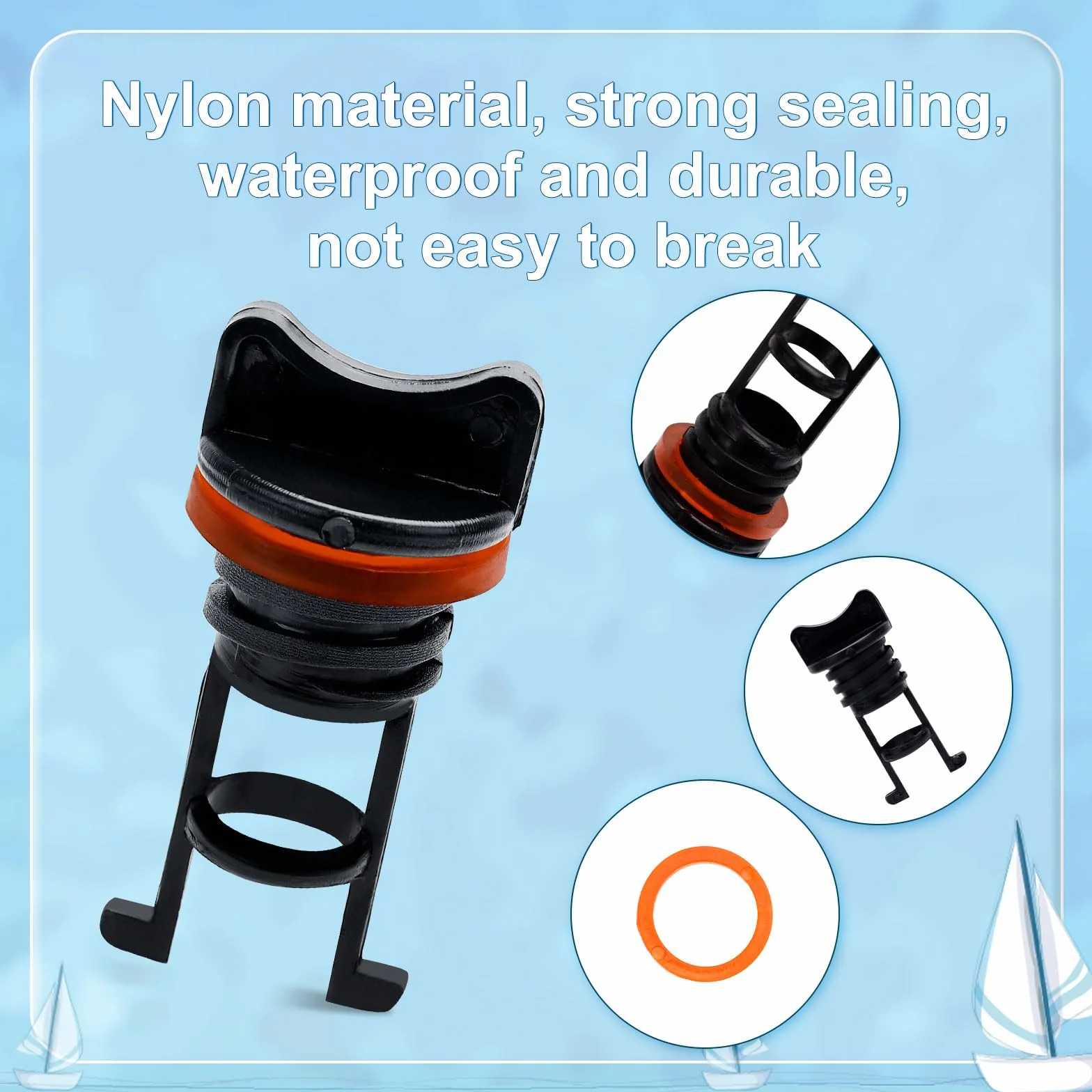 PEUTIER 4uds Tapones de Drenaje para Barcos, 1,9cm Diámetro Rosca de Nailon para Kayak Accesorios
