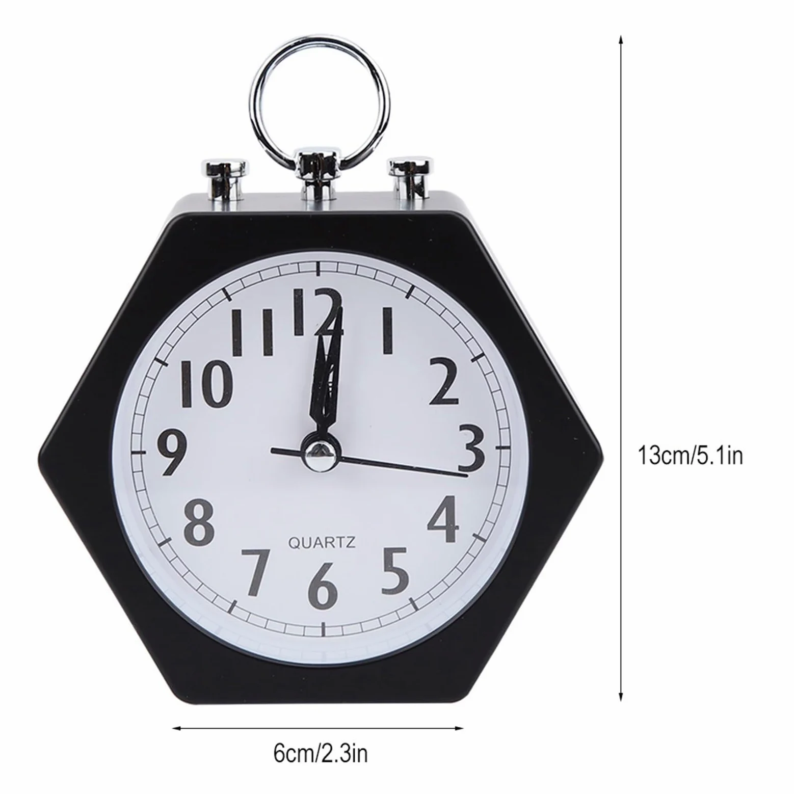 Despertador, Despertador portátil pequeño, silencioso y suave(Black)