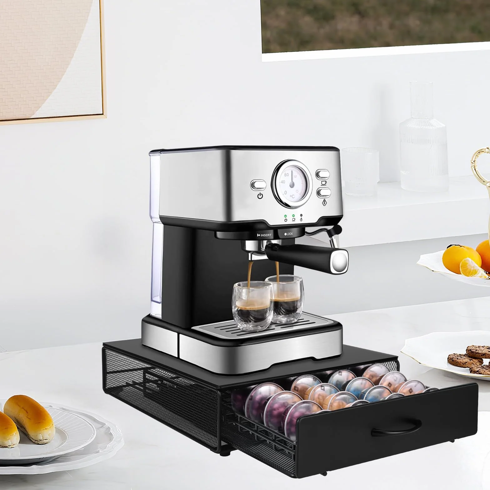 JOYBOY Soporte para Cápsulas de Café,Soporte Organizador,Dispensador Capsulas Compatible,Cajón para Almacenar Cápsulas,Soportes para Cápsulas de Café para 40 Cápsulas Vertuoline