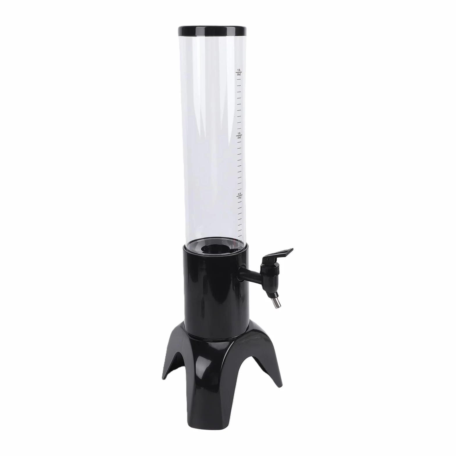 1. Dispensador Mimosa Tower Dispensador de Bebidas Transparente de 1,5 L para Fiestas Bar Eventos Al Aire Libre Material PC/ABS Negro