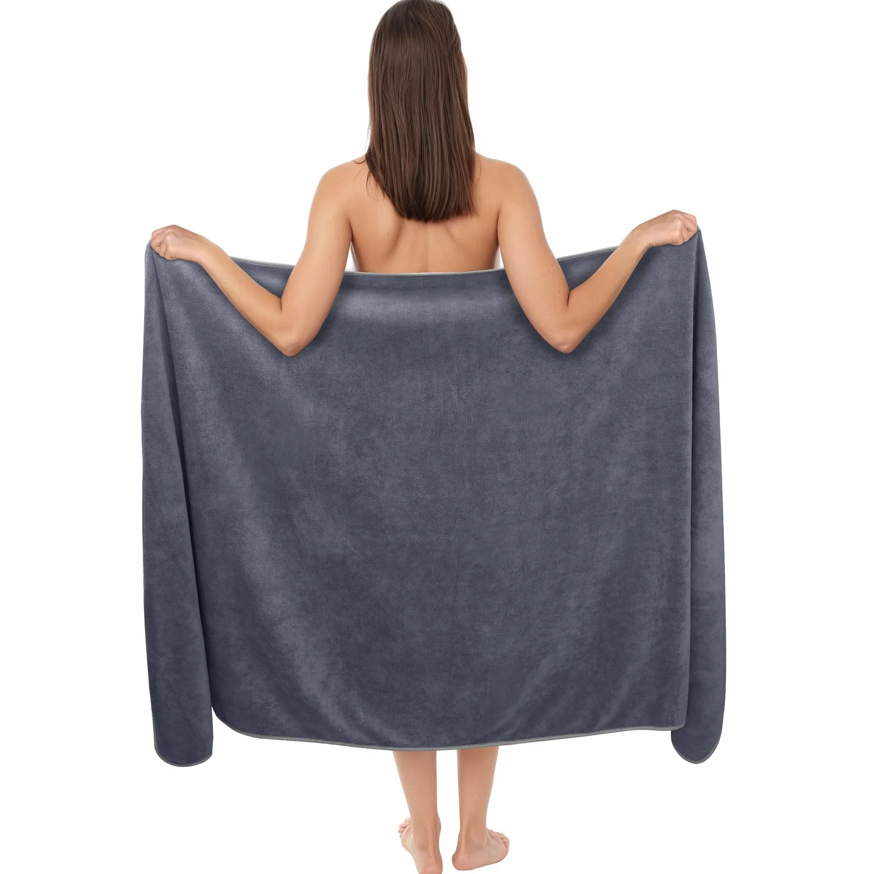 Toallas de Baño XXL, Jumbo de Lujo 100 x 200CM - Microfibra Algodón Ring Spun, Toalla de Sauna Grande, Suave y de Secado Rápido - para Casas, Hoteles y Spas, Altamente Absorbentes (Gris)