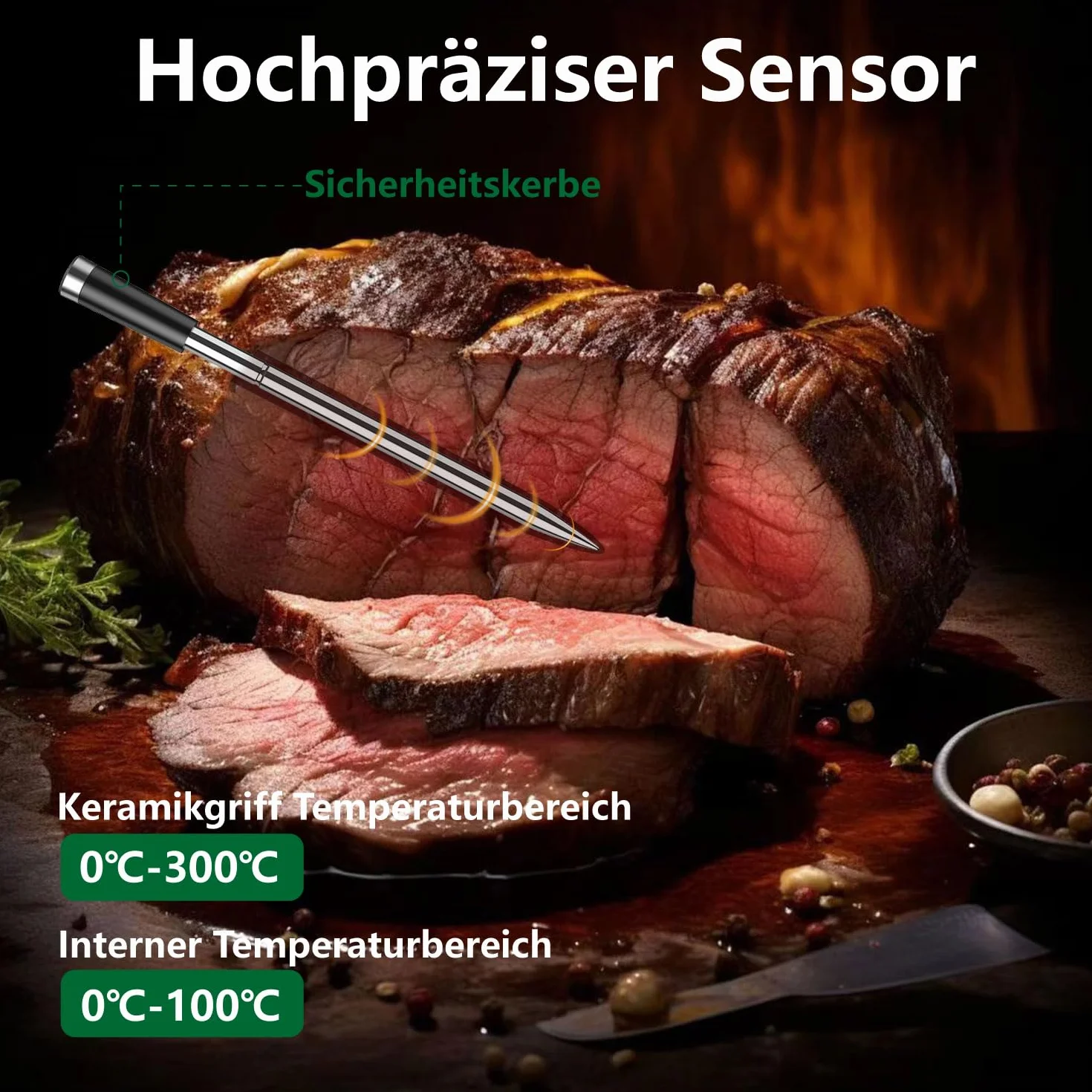 BF-40 - Termómetro inalámbrico para carne con 2 sondas, pantalla LCD, control de aplicación, IP67 resistente al agua, termómetro Bluetooth para barbacoa, ahumador, horno, cocina, termómetro para asar