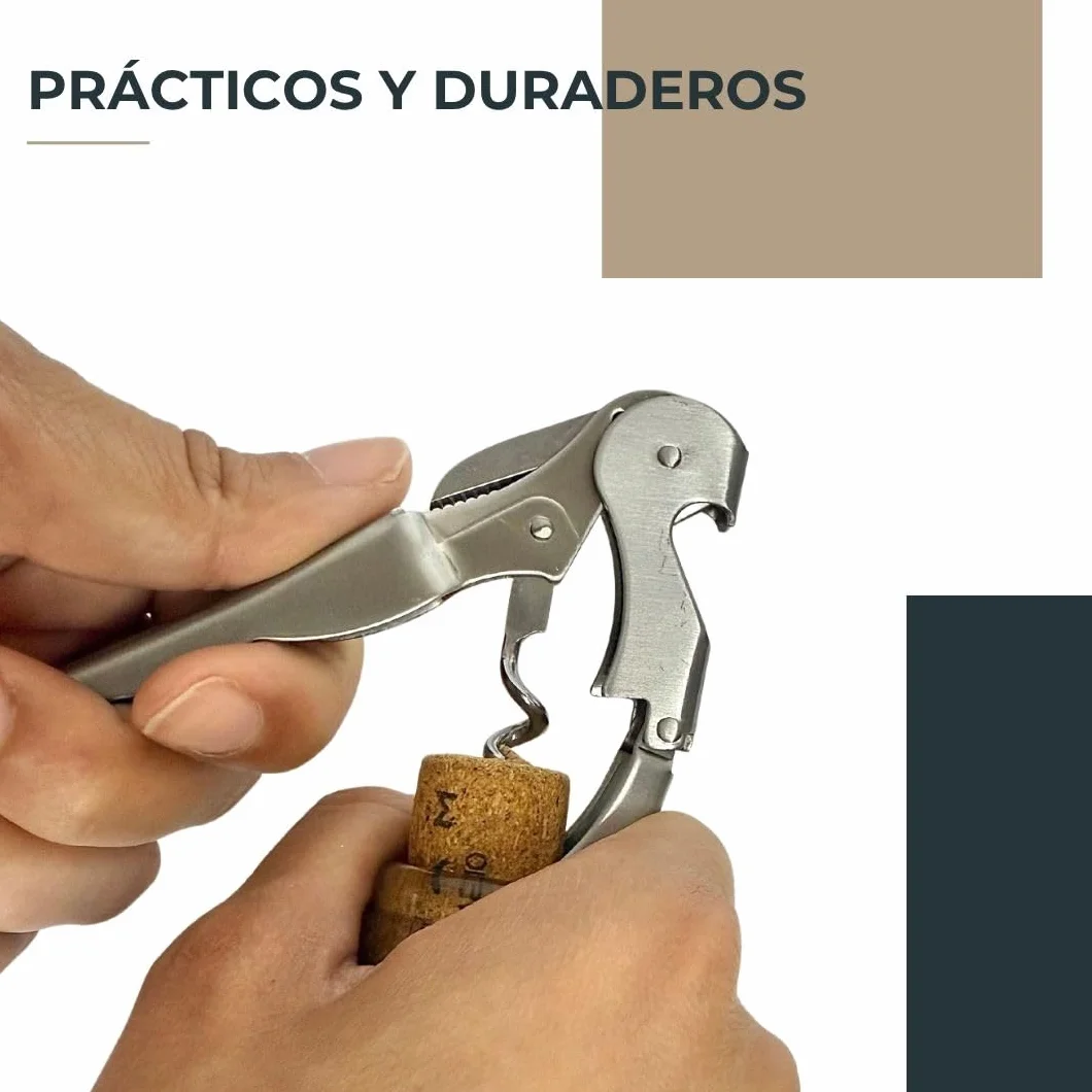 Abridor de Vino (Pack de 2) | Sacacorchos de Camarero Profesional | Incluye Cortacápsulas | Modelo Plateado + Dorado | Hechos de Acero Inoxidable | Caja Elegante