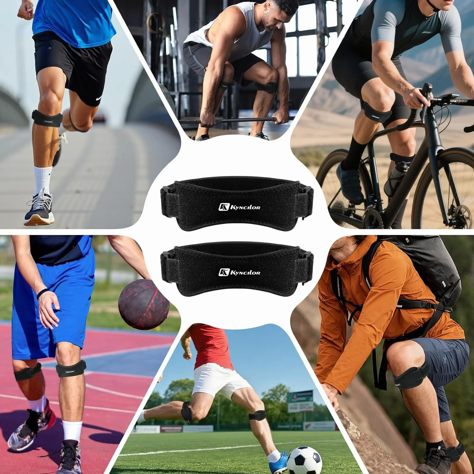 HORREX 2 Piezas Rodilleras Menisco y Ligamento Ajustable para Gimnasio Voleibol Correr Deporte