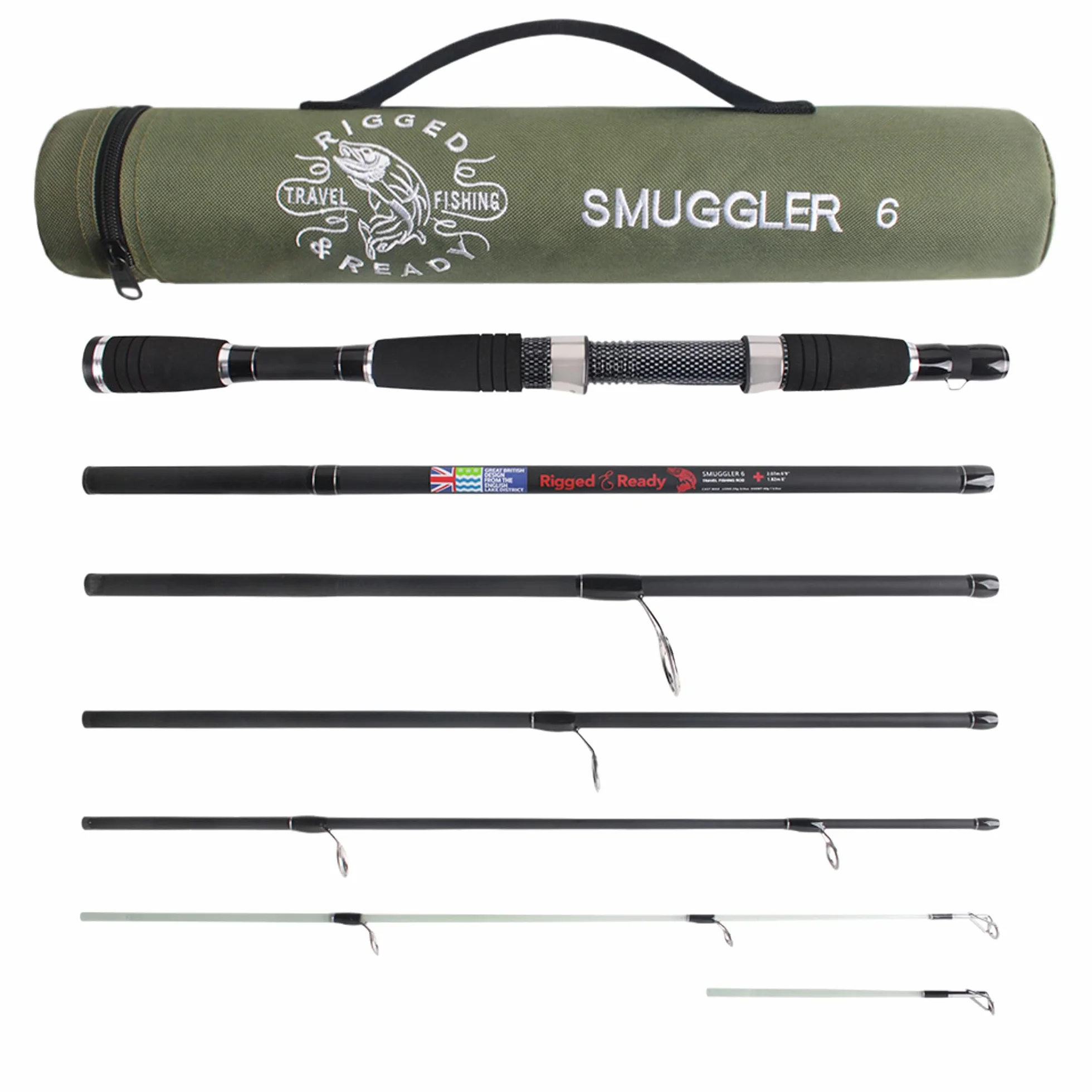 Cañas de Pescar Smuggler Series Rigged and Ready 5 Longitudes Supercompactas Multifunción con Puntas para Viaje Agua Dulce