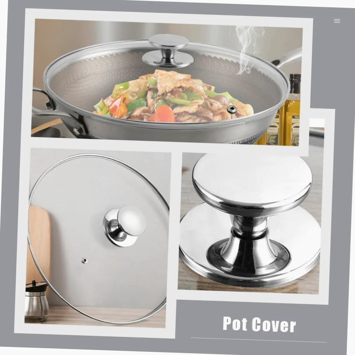 Cubierta redonda de acero inoxidable para ollas de acero inoxidable, tapa de sartén, tapa de sartén, cubierta universal para ollas de cocina, cubierta de alimentos, herramienta de cocina, cubierta