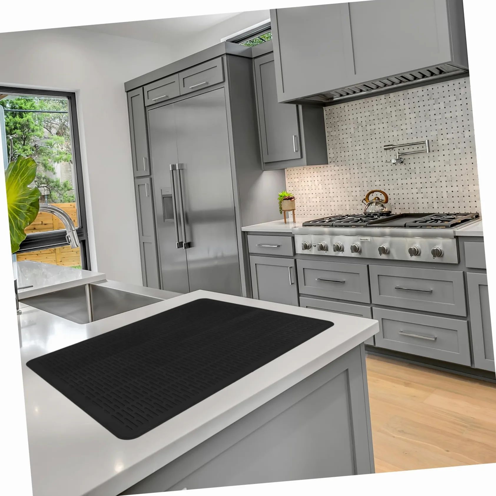 ULTECHNOVO Alfombrilla de Silicona Reutilizable para Cocina Inducción Xin como de Encimera y Escurridor de Utensilios Color Negro
