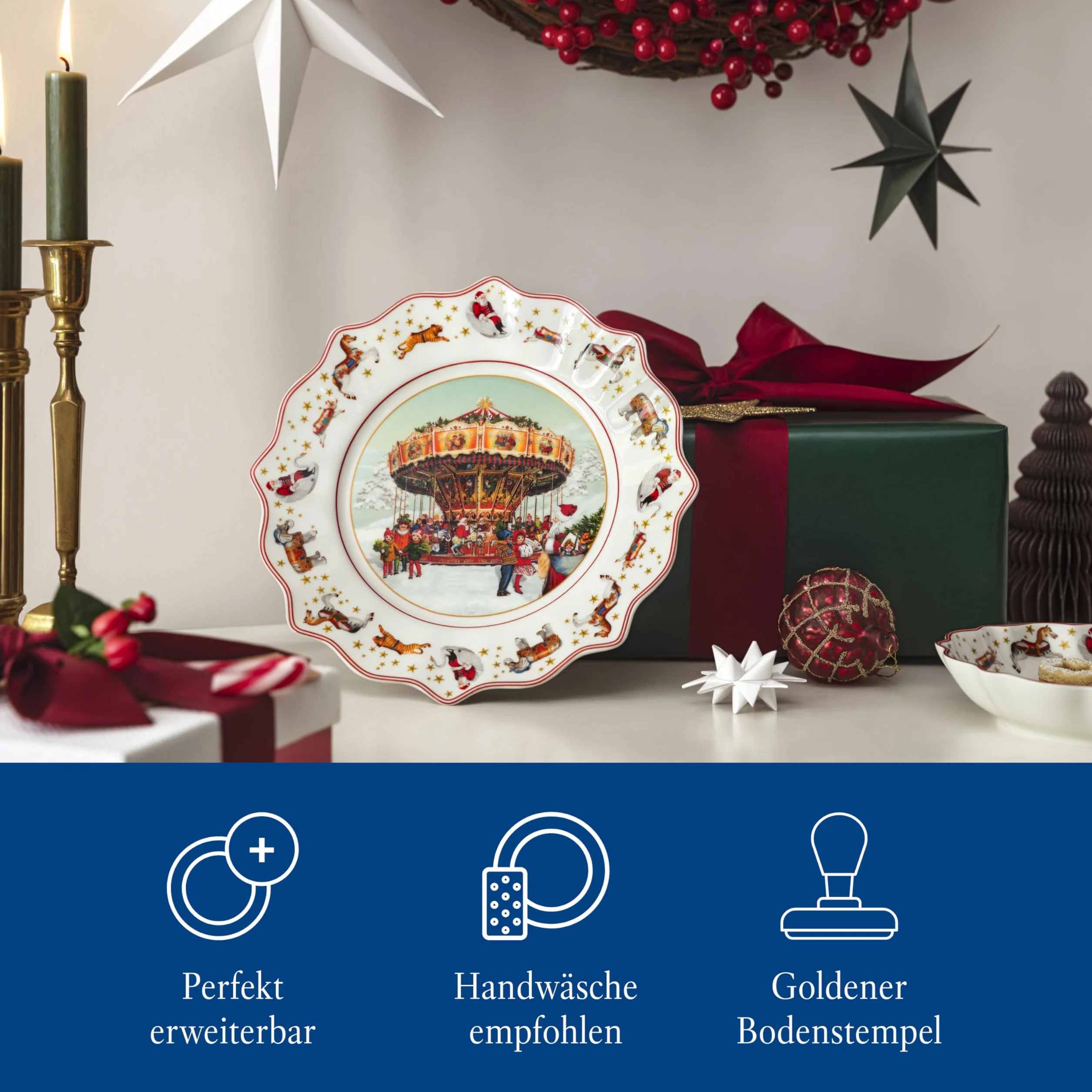 Villeroy & Boch Plato Postre 2024 23,5 cm Multicolor Navidad Cerámica Porcelana Premium
